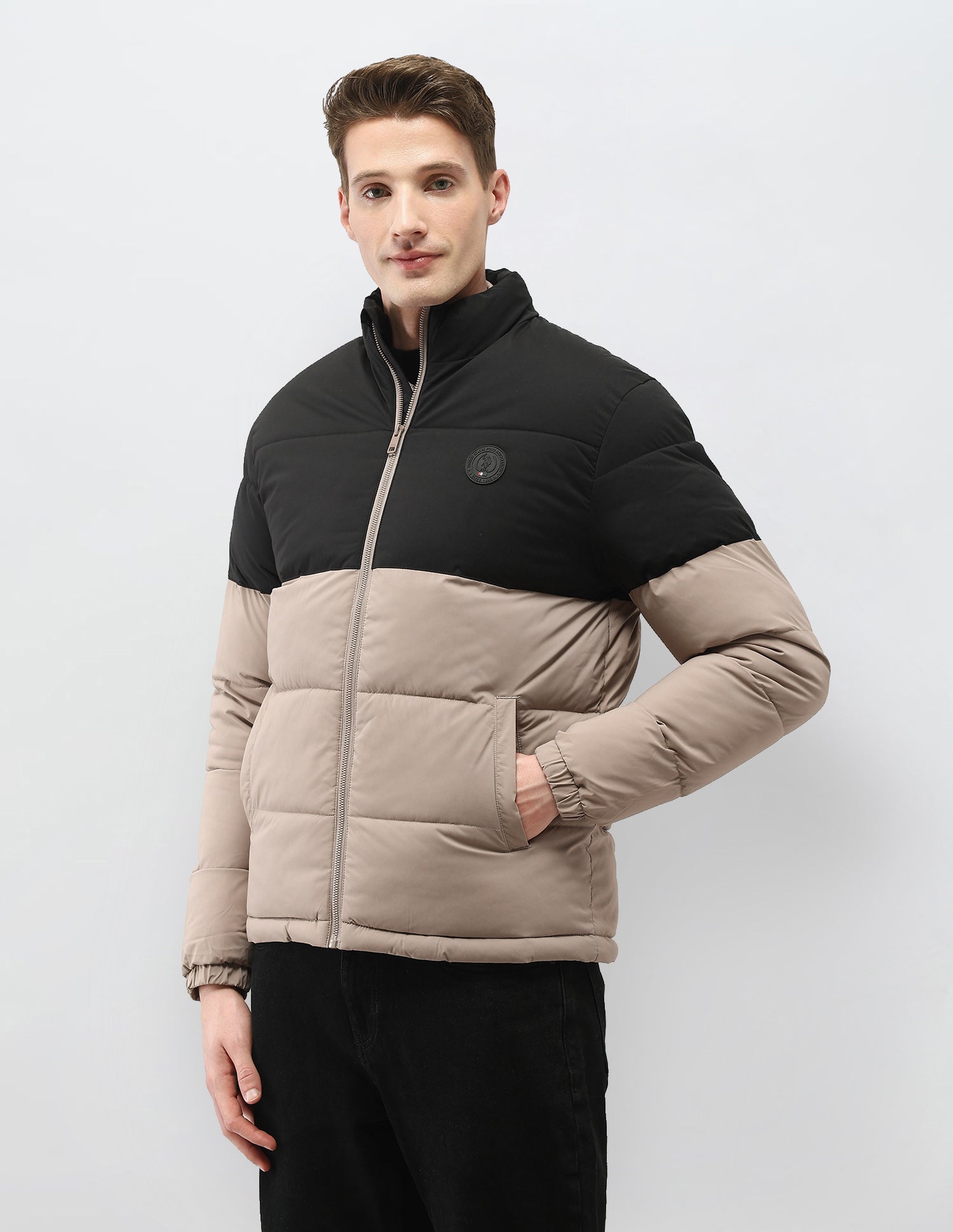 Colour Blocked Regular Fit Puffer Jacket Choco - U.S. Polo Assn. India | Large