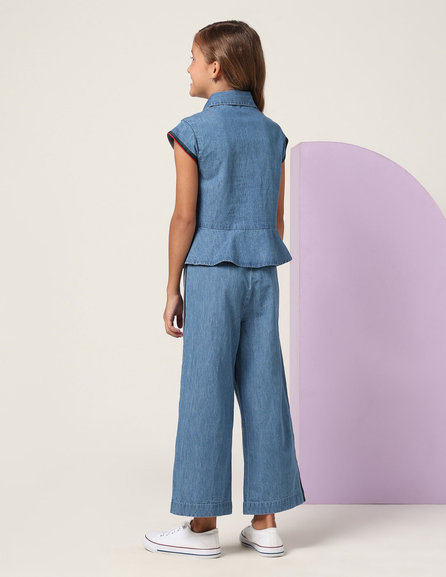 Girls Denim Solid Co-Ords Blue - U.S. POLO ASSN. | Large