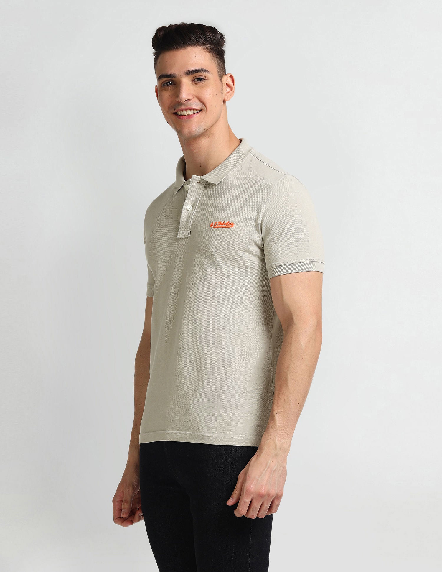 Solid Muscle Fit Polo Shirt Taupe - U.S. Polo Assn. India | Large