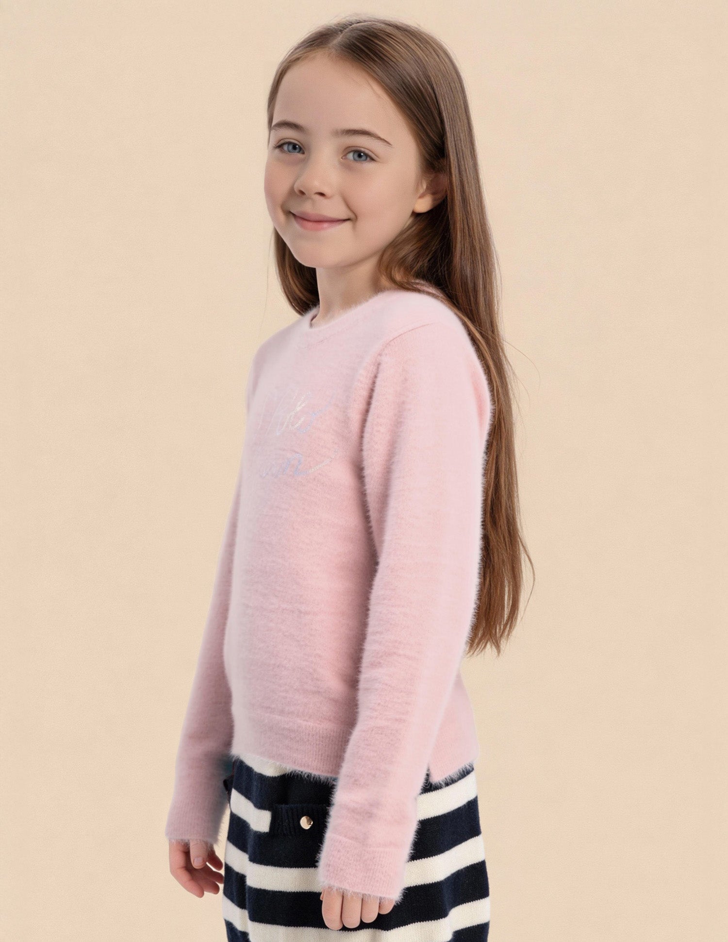 Girls Brand Printed Regular Fit Sweater Light Pink - U.S. Polo Assn. India | Large