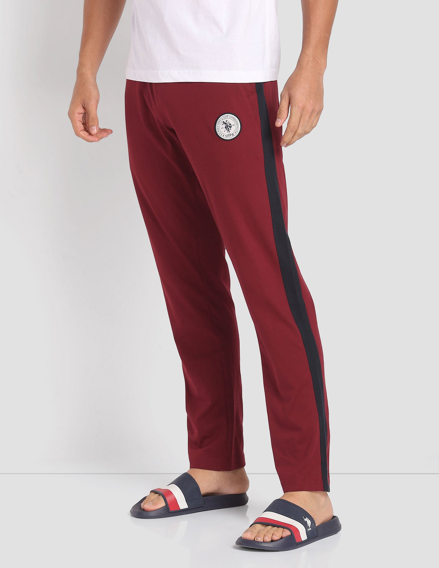Comfort Fit Cotton Polyester I669 Lounge Track Pants - Pack Of 1 Maroon - U.S. POLO ASSN. | Large