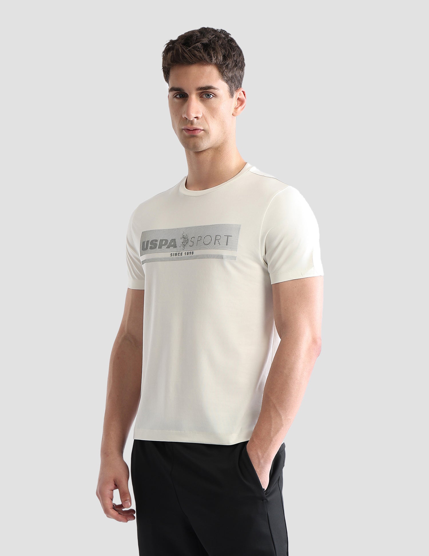 Brand Embossed Regular Fit Active T-Shirt Off White - U.S. POLO ASSN. | Large