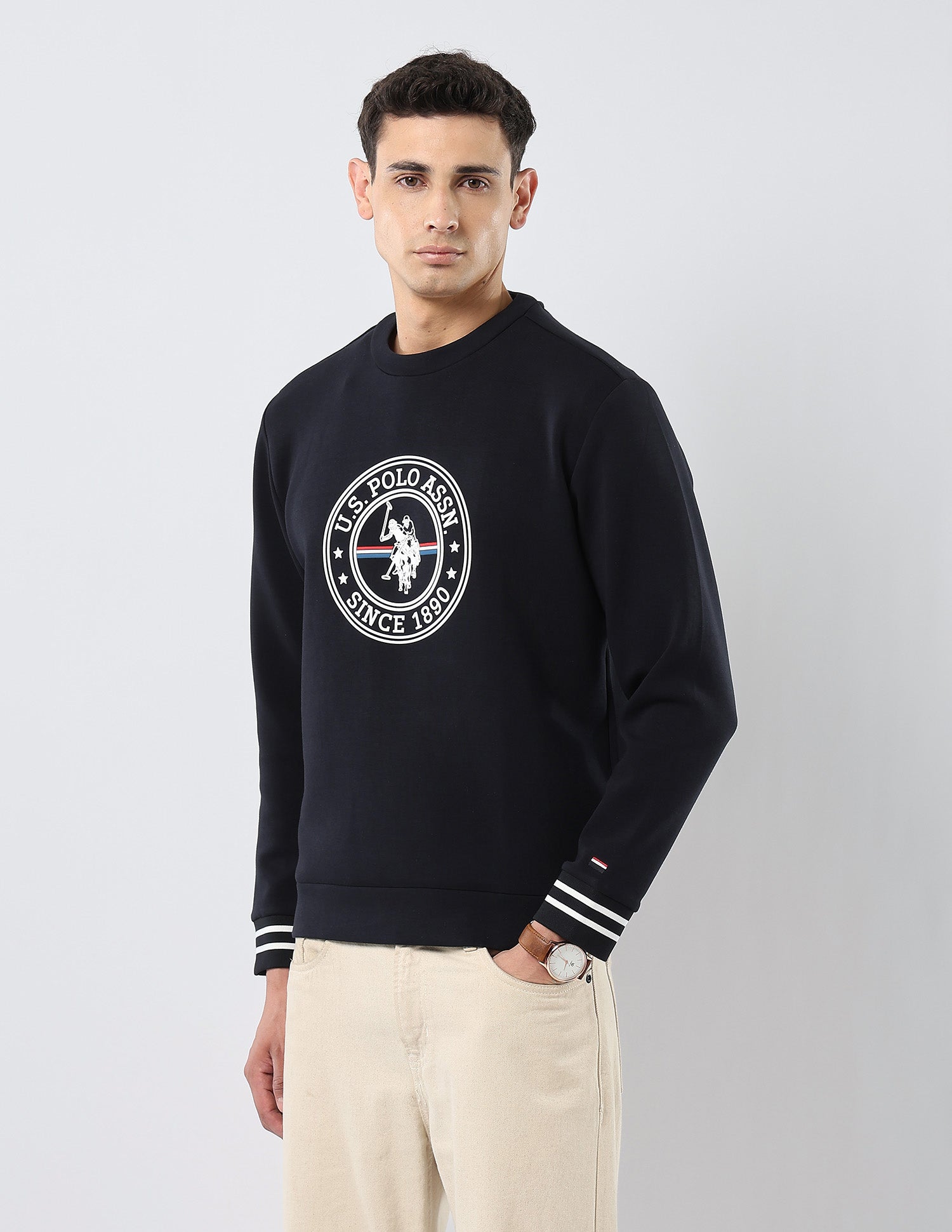 Brand Embossed Regular Fit Sweatshirt Navy - U.S. POLO ASSN. | Large