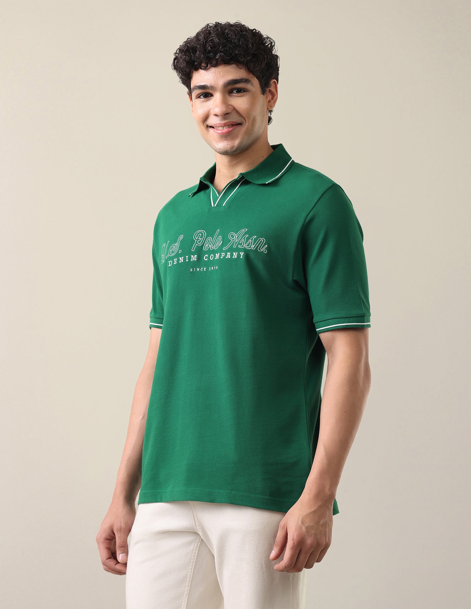 Brand Embroidered Comfort Fit Polo Shirt Green - U.S. Polo Assn. India | Large