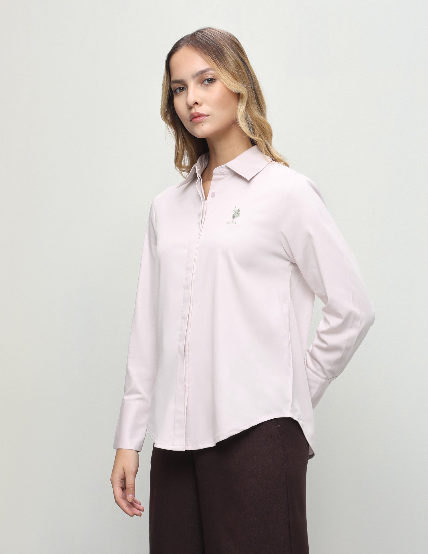 Solid Regular Fit Shirt Very Light Pink - U.S. Polo Assn. India | Large