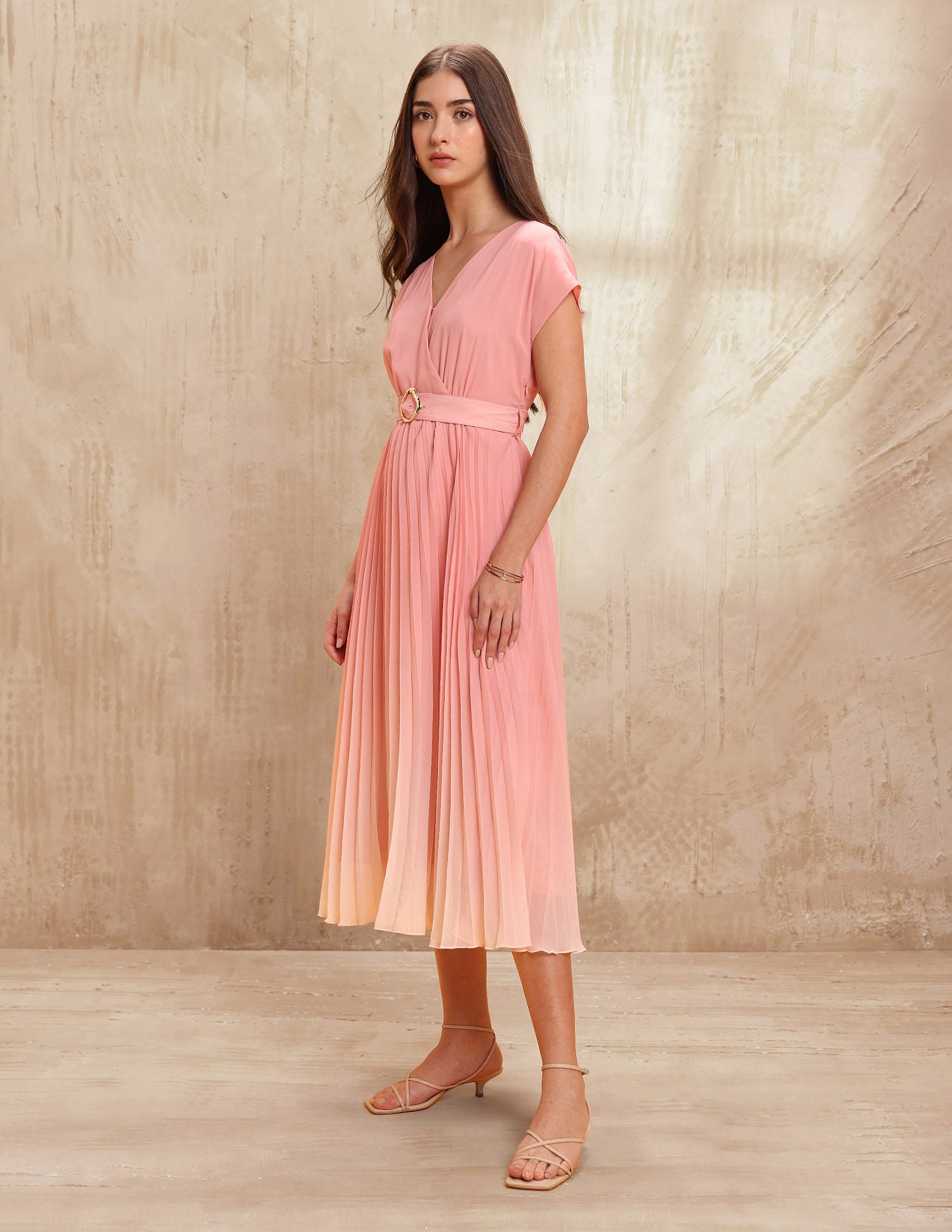 Accordion Pleated Ombre A-Line Dress Ombre - U.S. POLO ASSN. | Large