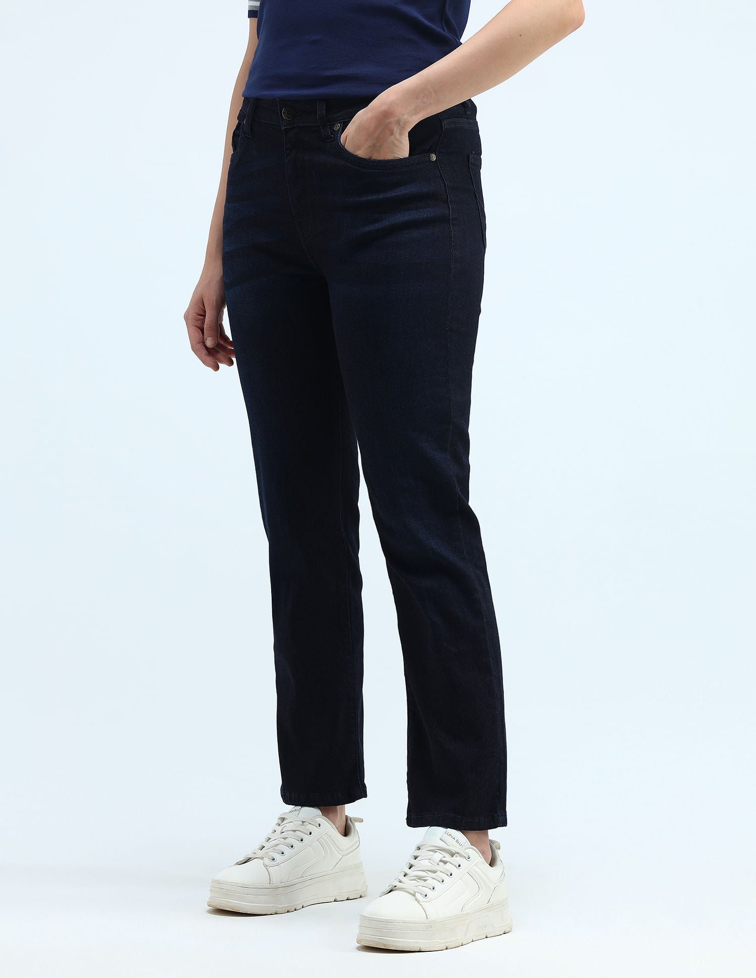 High Rise Straight Fit Jeans Dark Blue - U.S. Polo Assn. India | Large