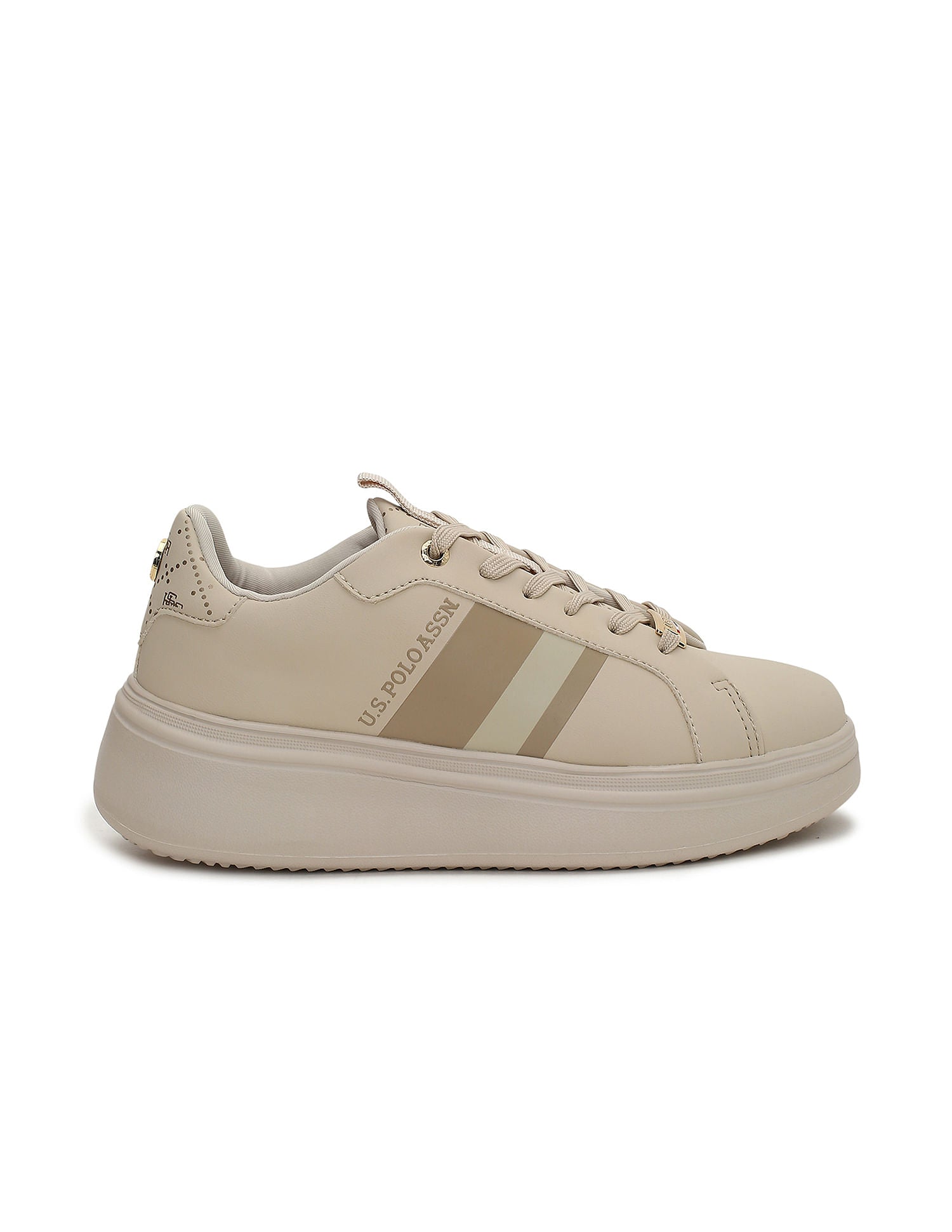 Round Toe Solid Clara 2.0 Sneakers Beige - U.S. Polo Assn. India | Large