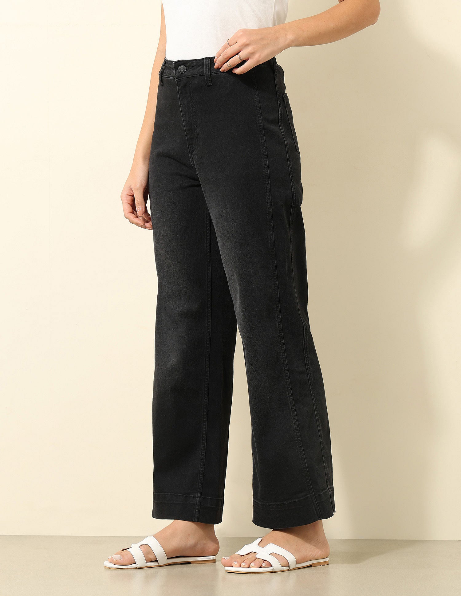 High Rise Wide Leg Jeans Dark Grey - U.S. POLO ASSN. | Large