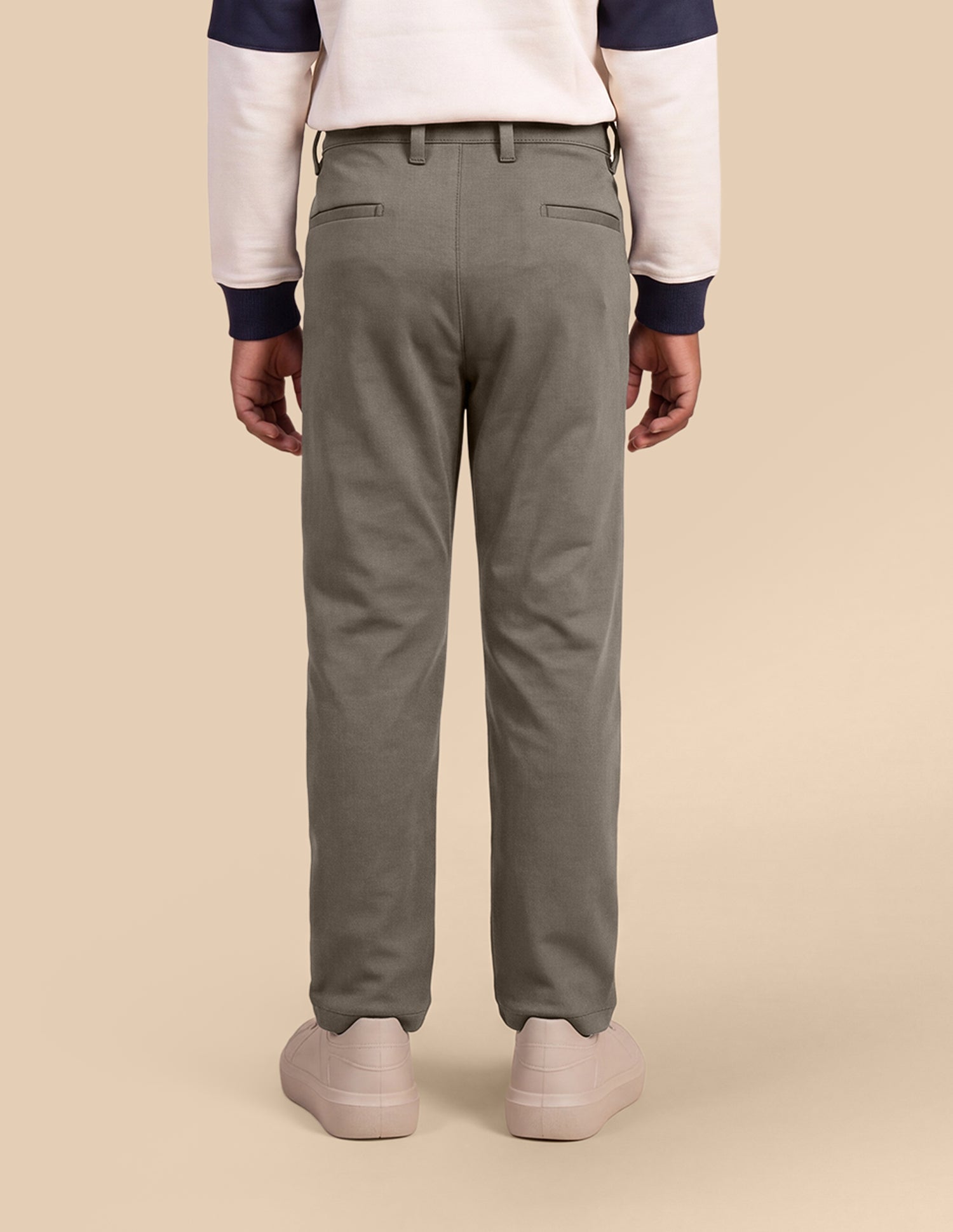 Solid Slim Fit Trousers Brown - U.S. Polo Assn. India | Large