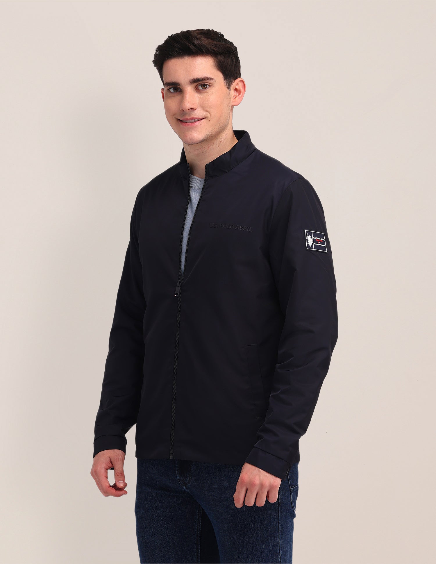 Solid Casual Jacket Navy - U.S. Polo Assn. India | Large