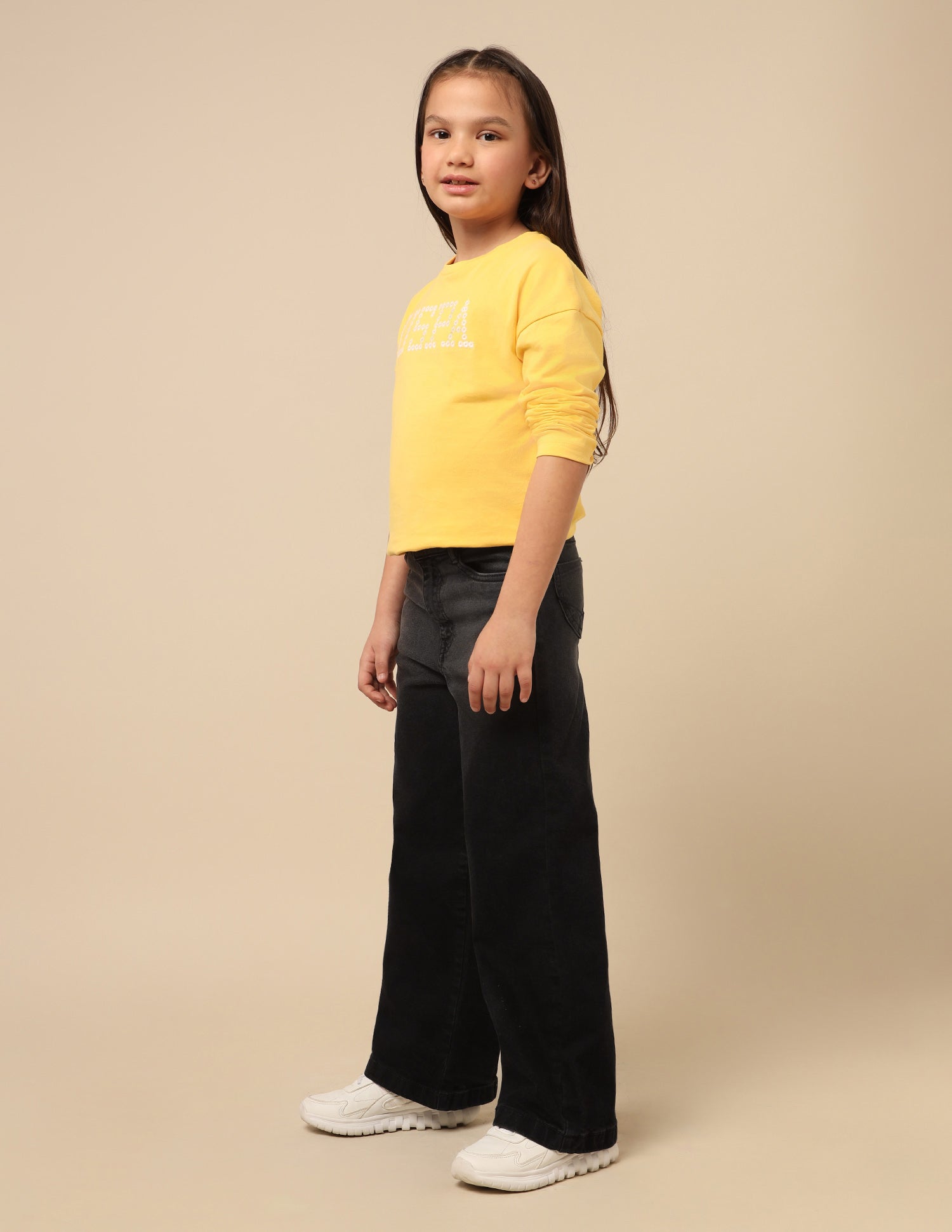 Girls Wide Leg Fit Stone Washed Jeans Black - U.S. POLO ASSN. | Large