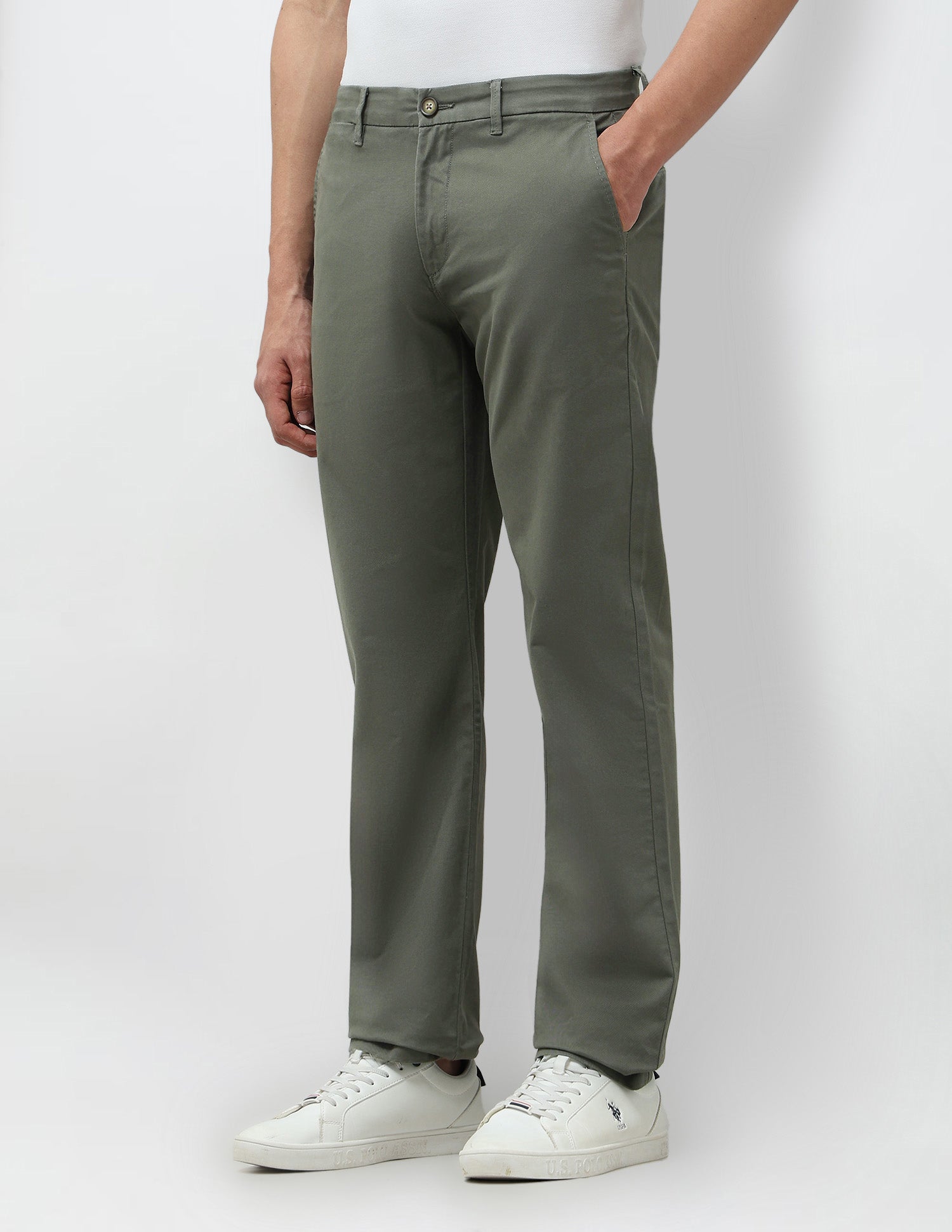 Mid Rise Satin Trousers Olive - U.S. POLO ASSN. | Large