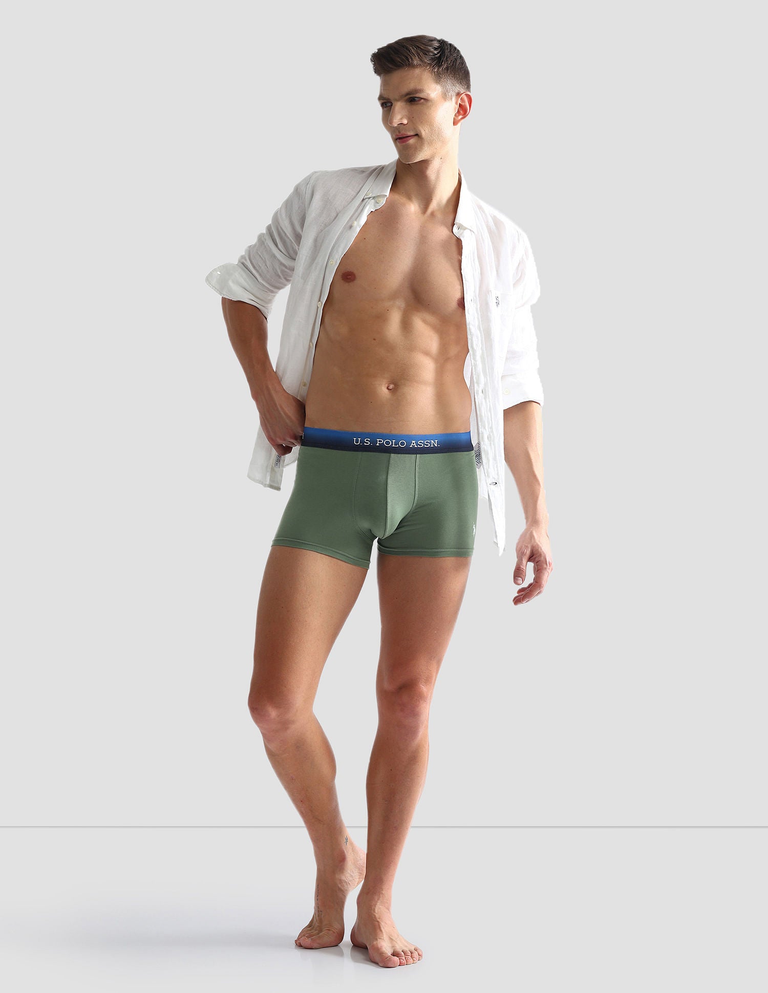 Ombre Waistband Solid OET05 Trunks - Pack Of 2 Green and Navy - U.S. POLO ASSN. | Large