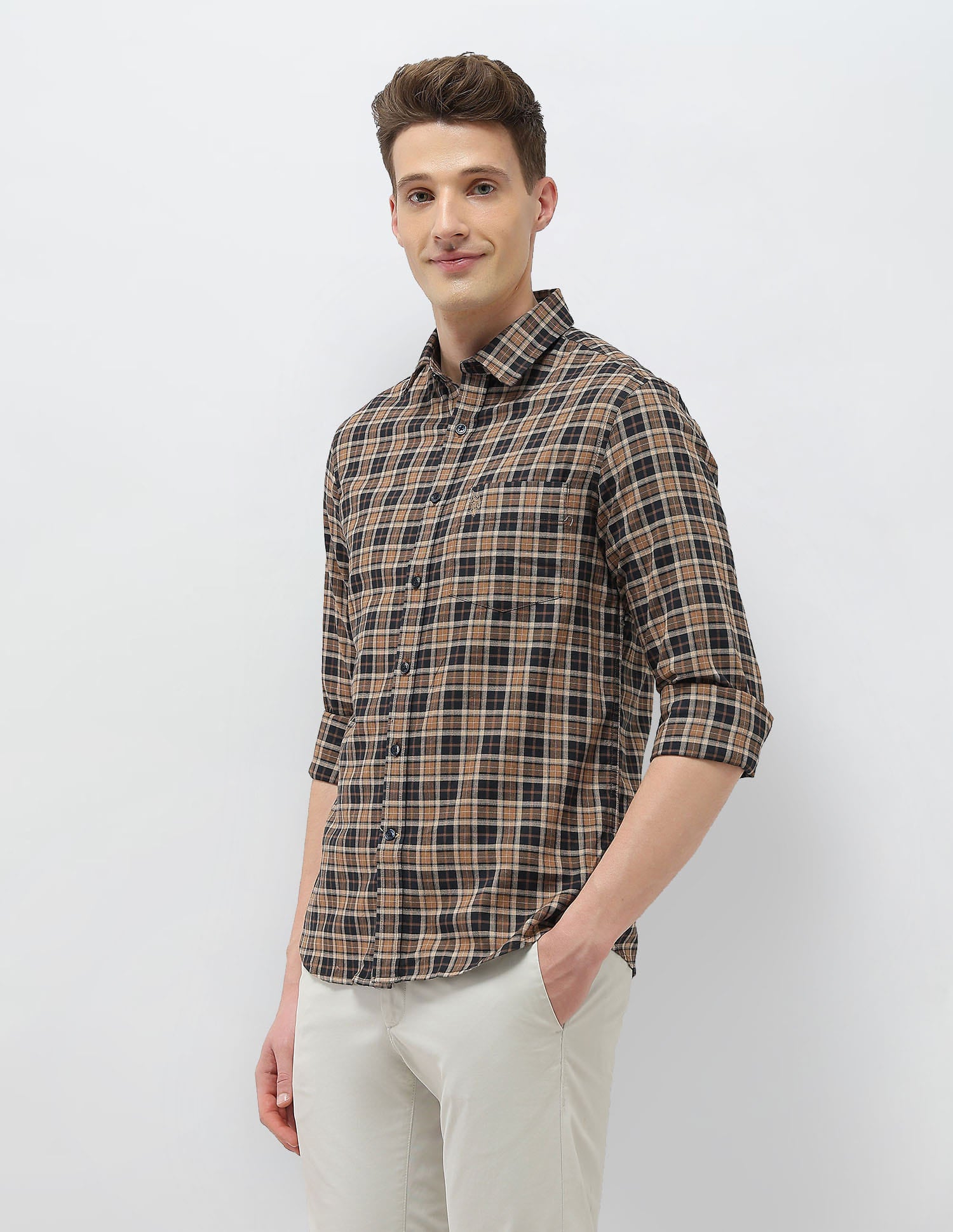 Plaid Checked Sotogrande Shirt Brown - U.S. Polo Assn. India | Large