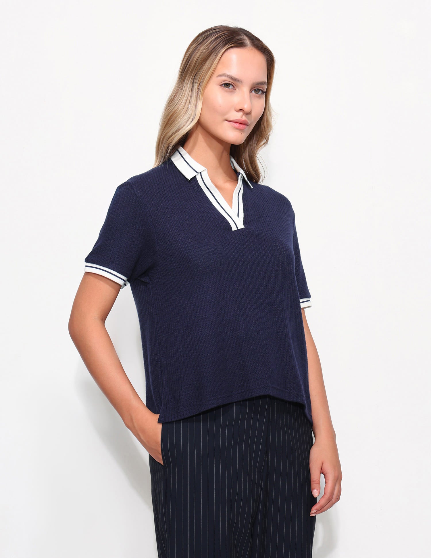 Relaxed Fit Textured Polo Shirt Blue - U.S. Polo Assn. India | Large