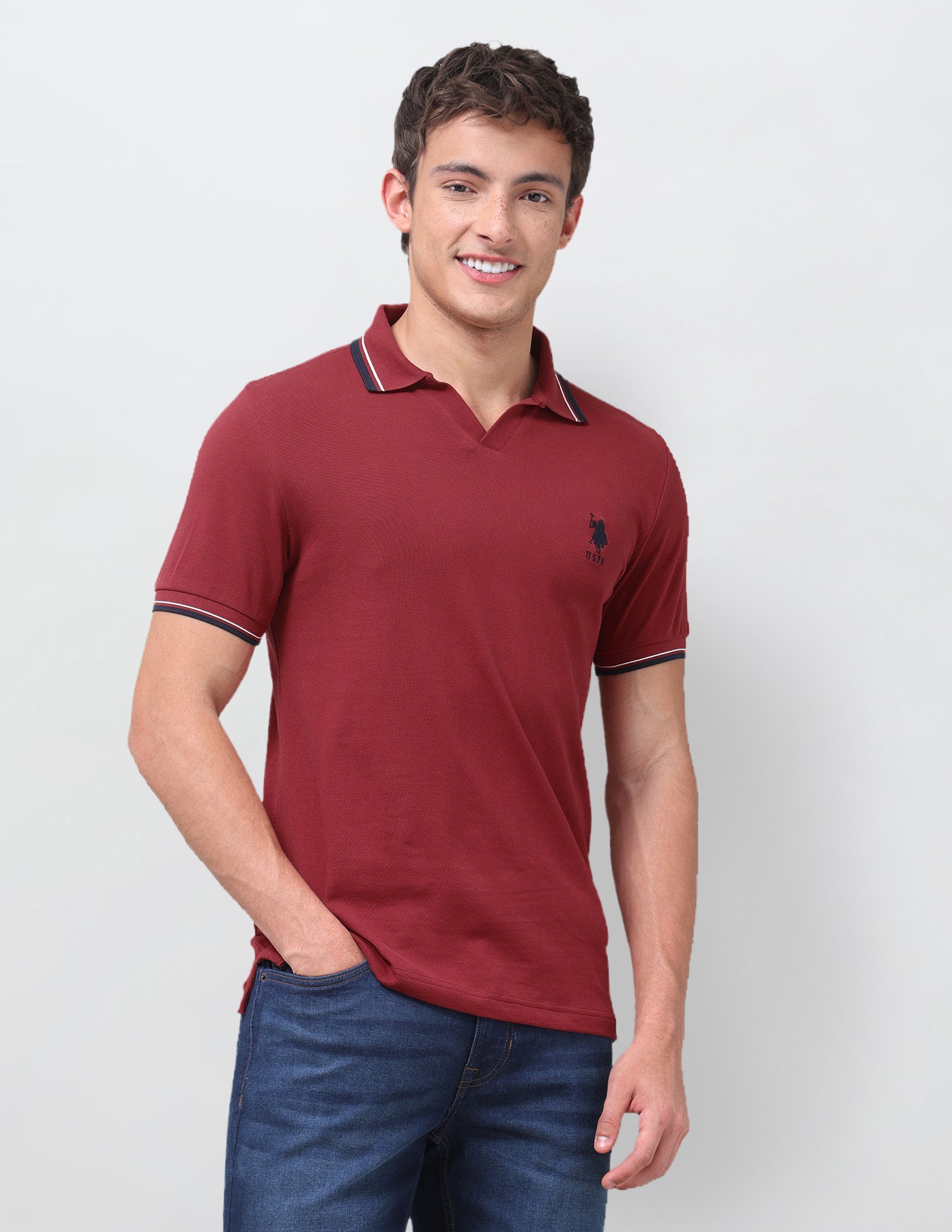 Solid Relaxed Fit Polo Shirt Red - U.S. Polo Assn. India | Large