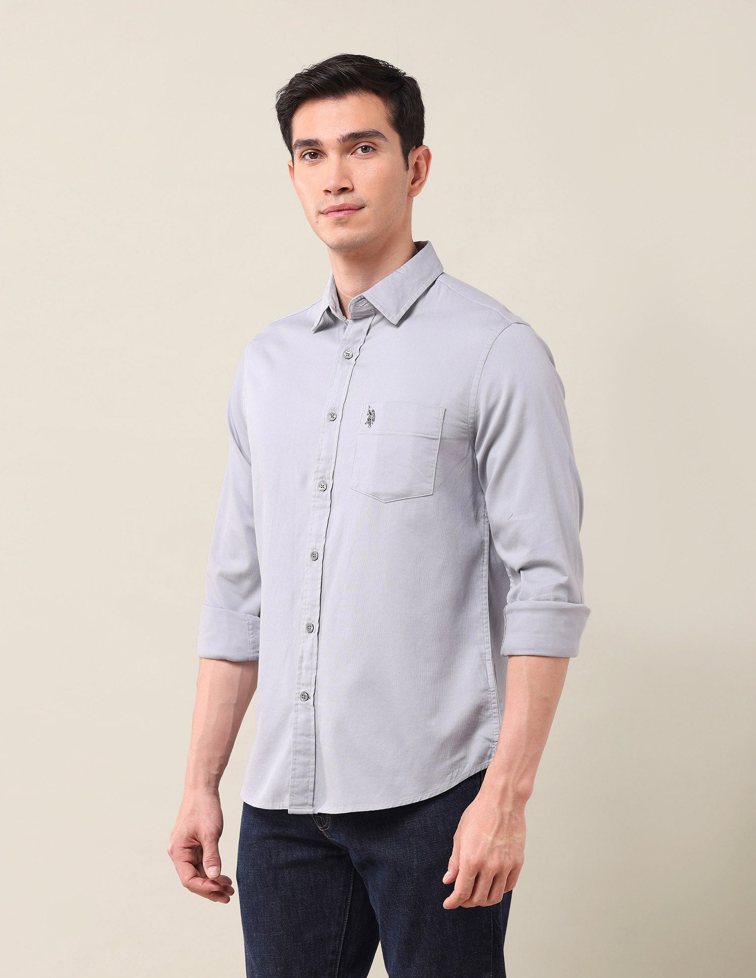 Solid Tailored Fit Shirt Grey - U.S. POLO ASSN. | Large