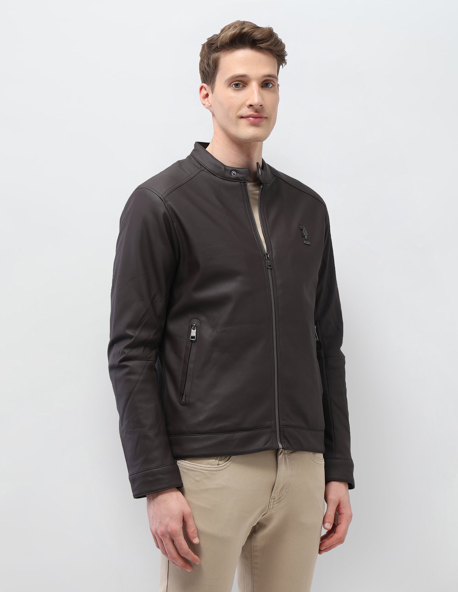 Solid Regular Fit Jacket Dark Grey - U.S. Polo Assn. India | Large