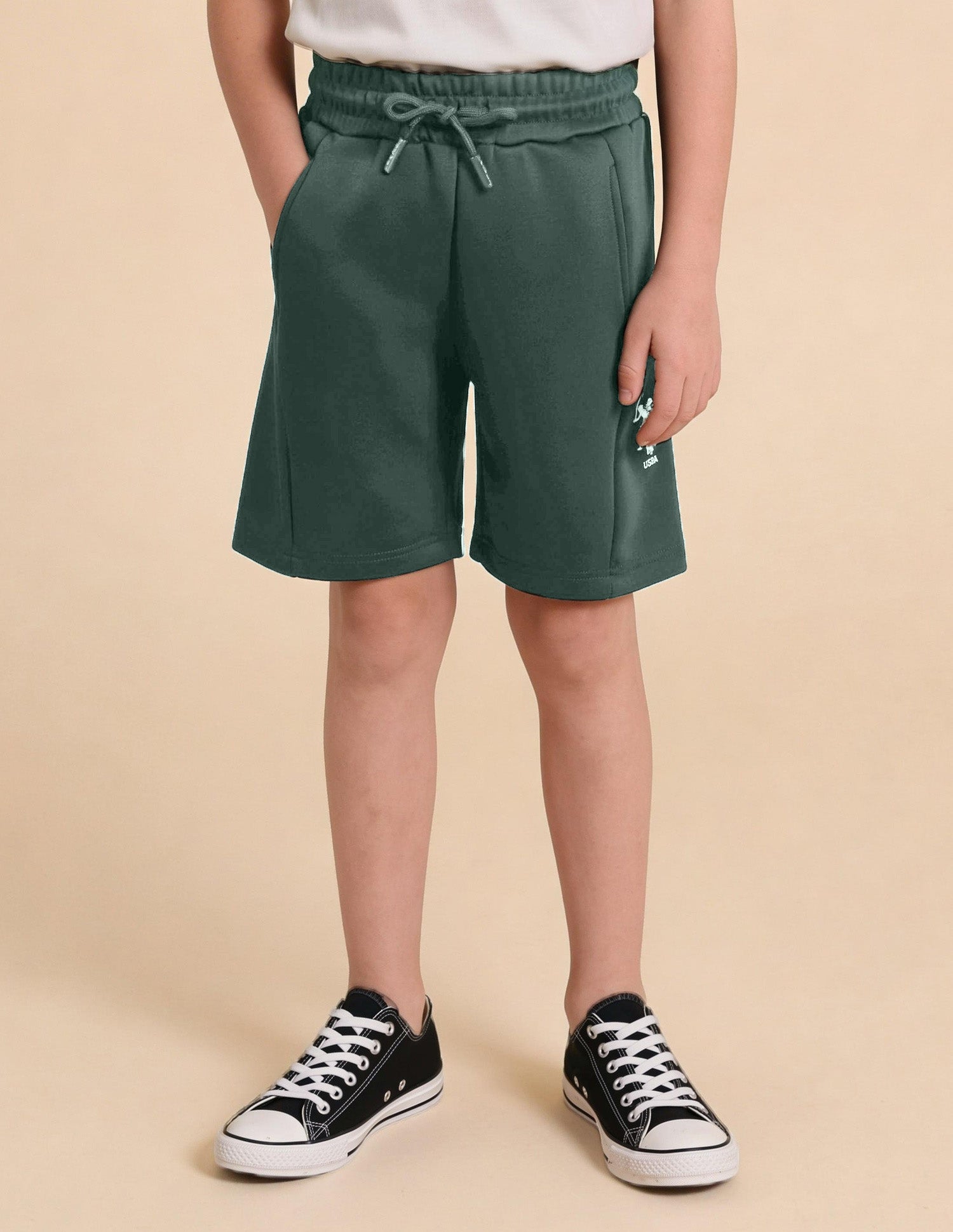 Solid Regular Fit Shorts Olive - U.S. Polo Assn. India | Large