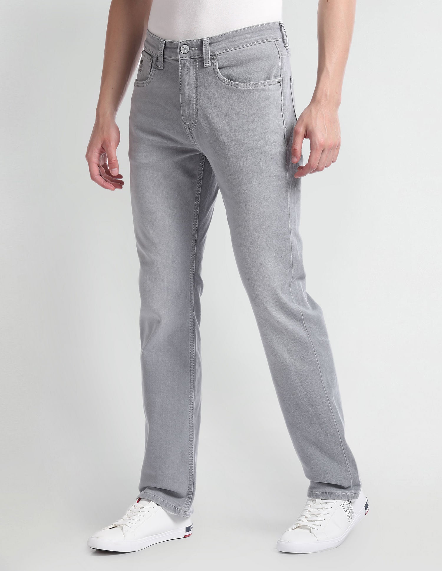 Harold Slim Straight Fit Blue Jeans Grey - U.S. Polo Assn. India | Large