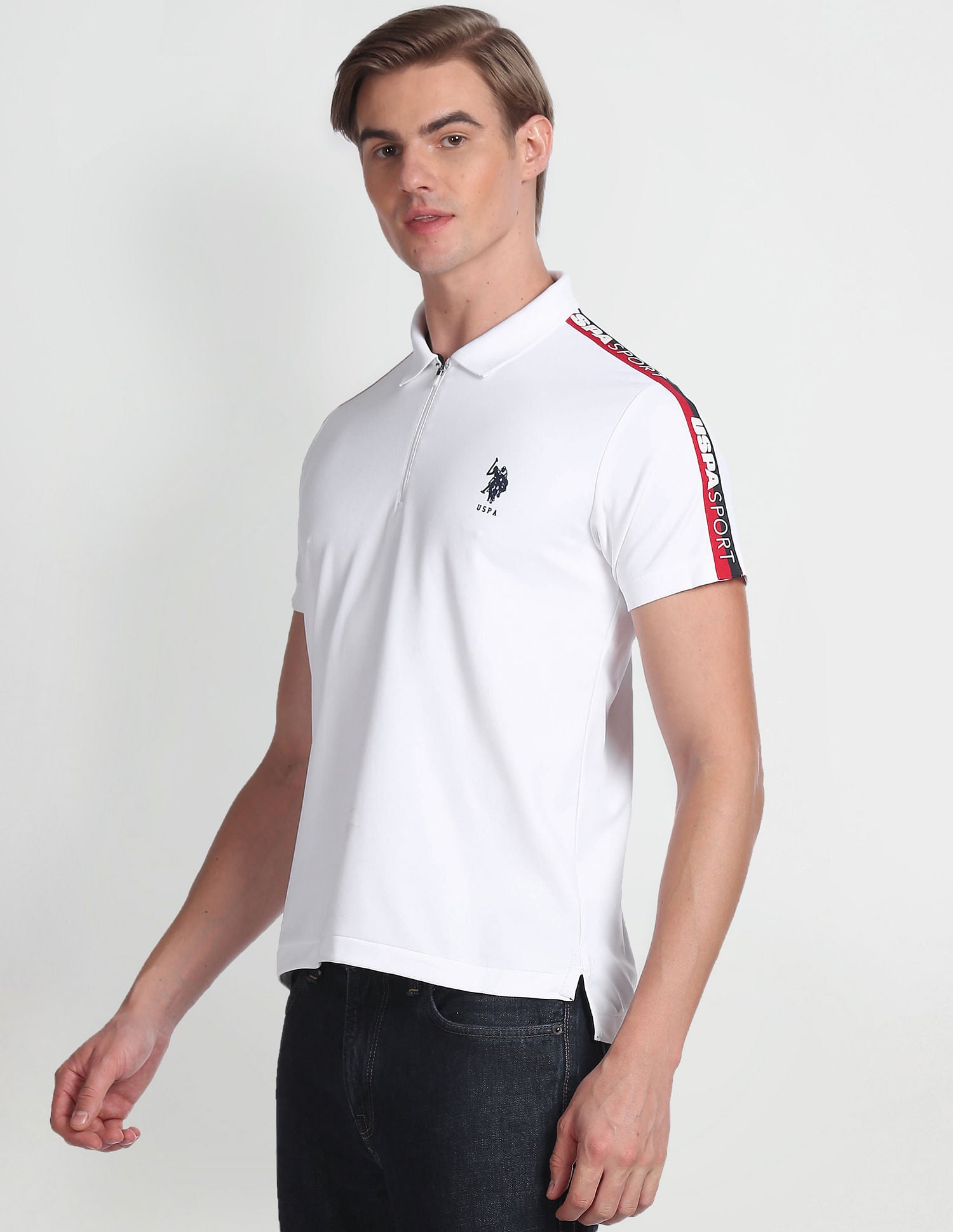 Solid Slim Fit Polo Shirt White - U.S. Polo Assn. India | Large