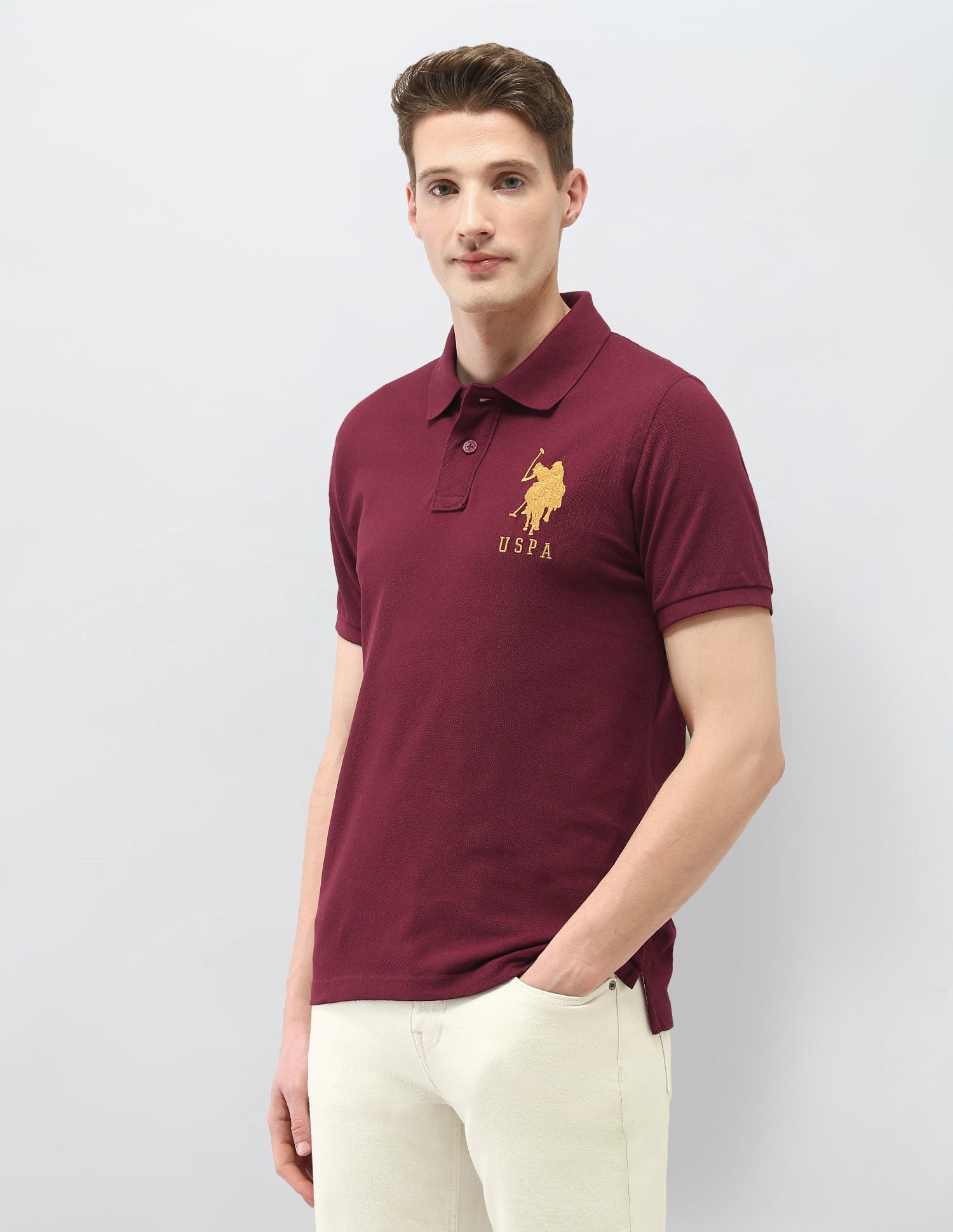 Solid Slim Fit Polo Shirt Maroon - U.S. Polo Assn. India | Large