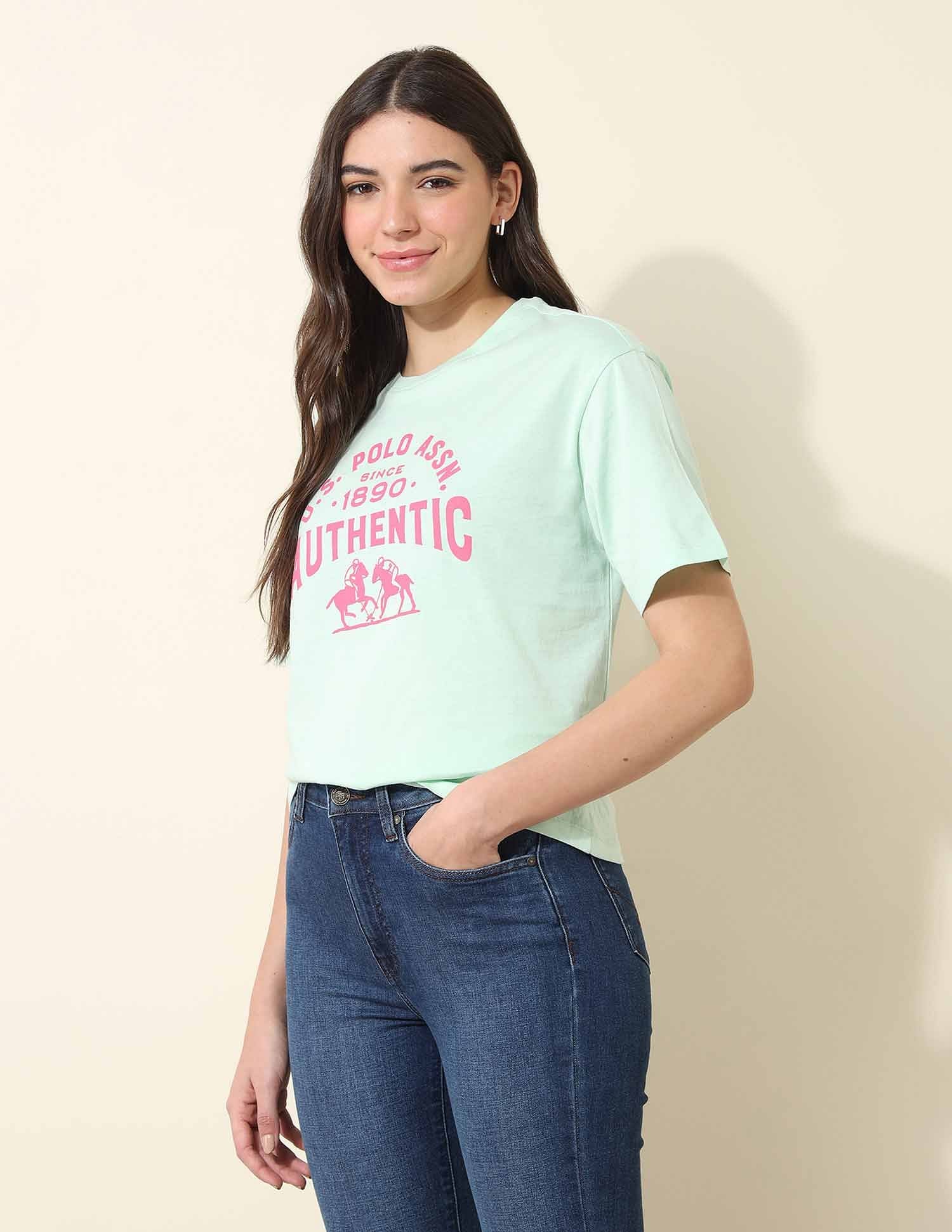 Boyfriend Fit Brand Printed T-Shirt Mint - U.S. POLO ASSN. | Large