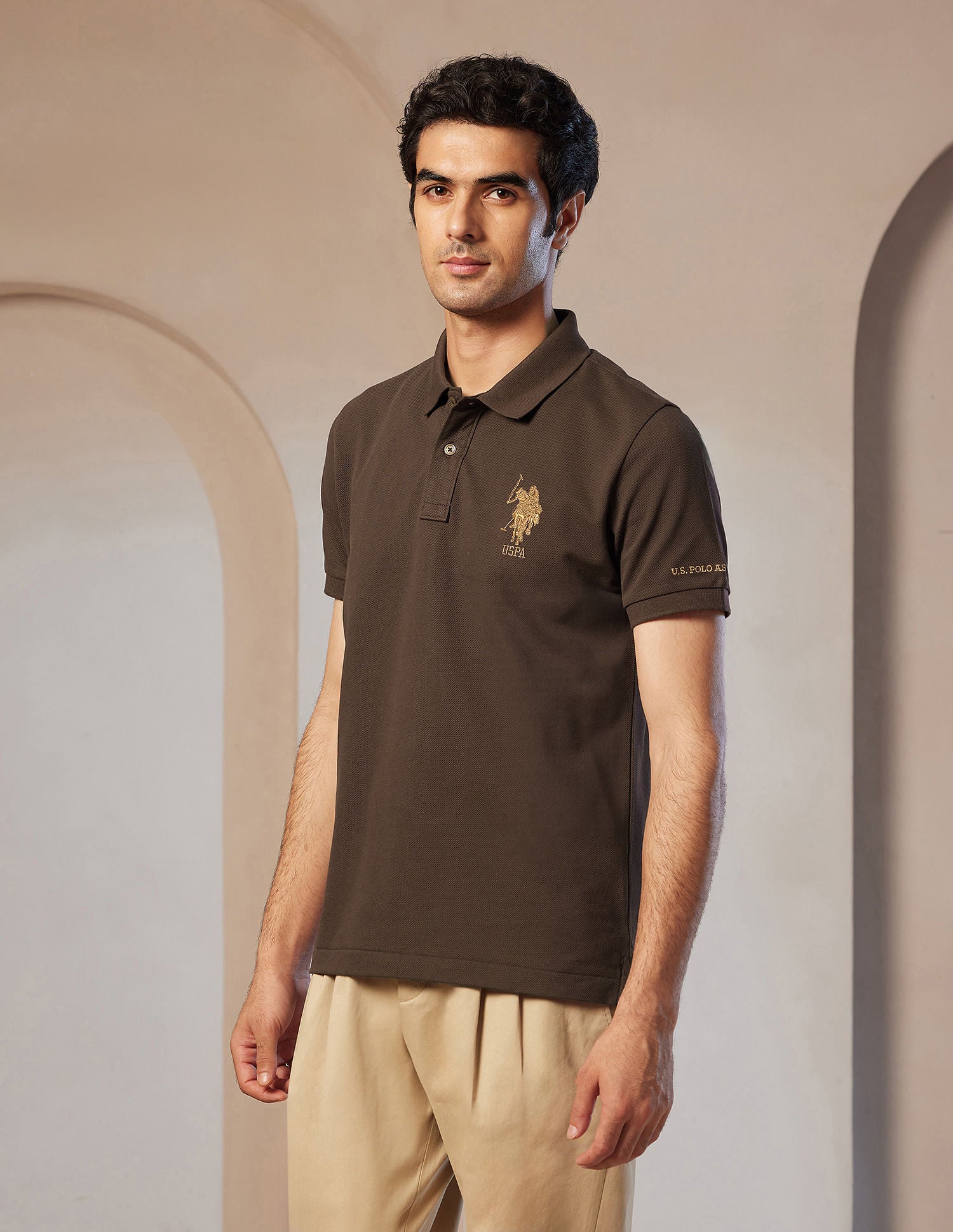 Pacho X Slim Fit Cotton Polo Shirt Choco - U.S. Polo Assn. India | Large