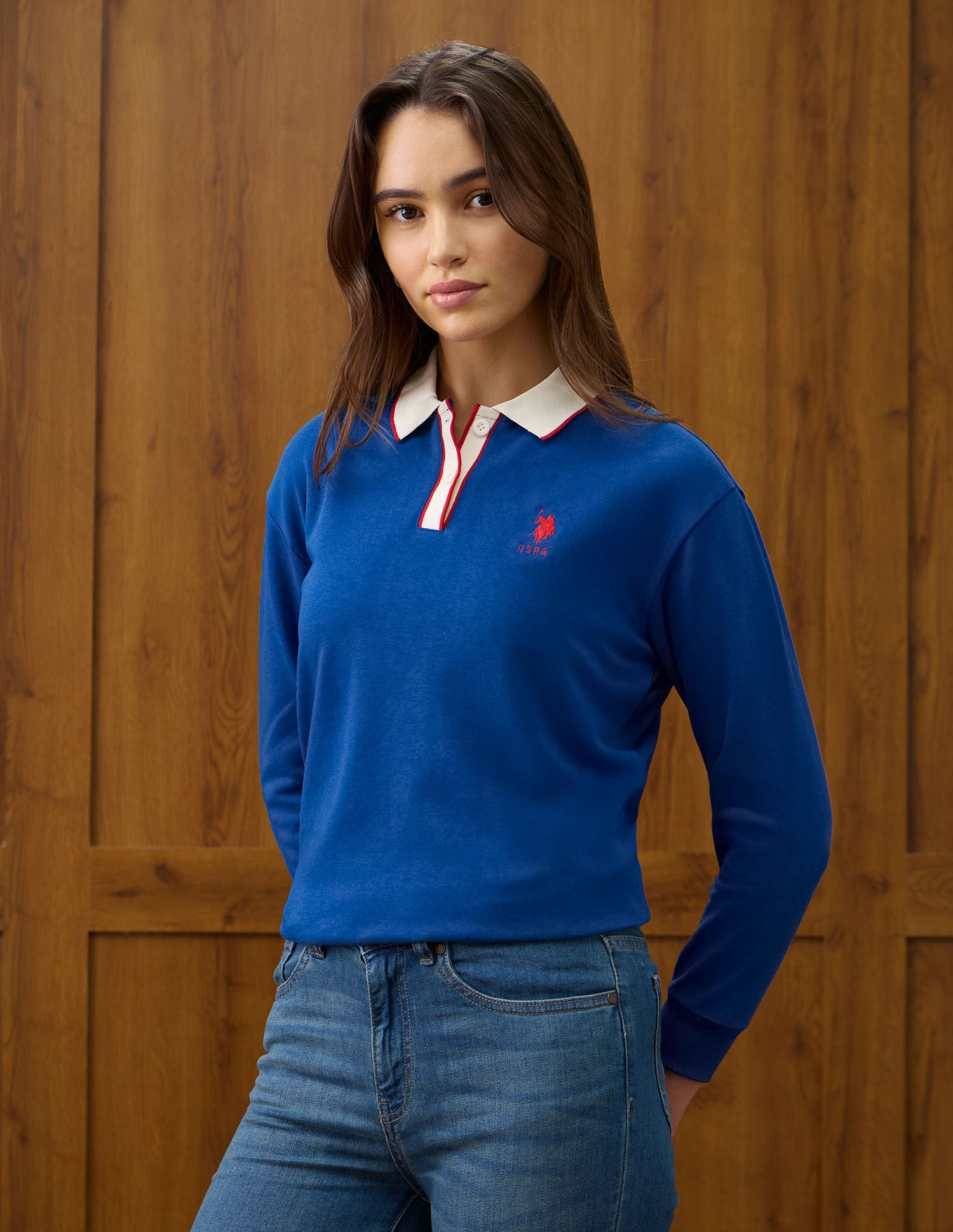 Colourblocked Regular Fit Polo Collar Sweater Blue - U.S. POLO ASSN. | Large