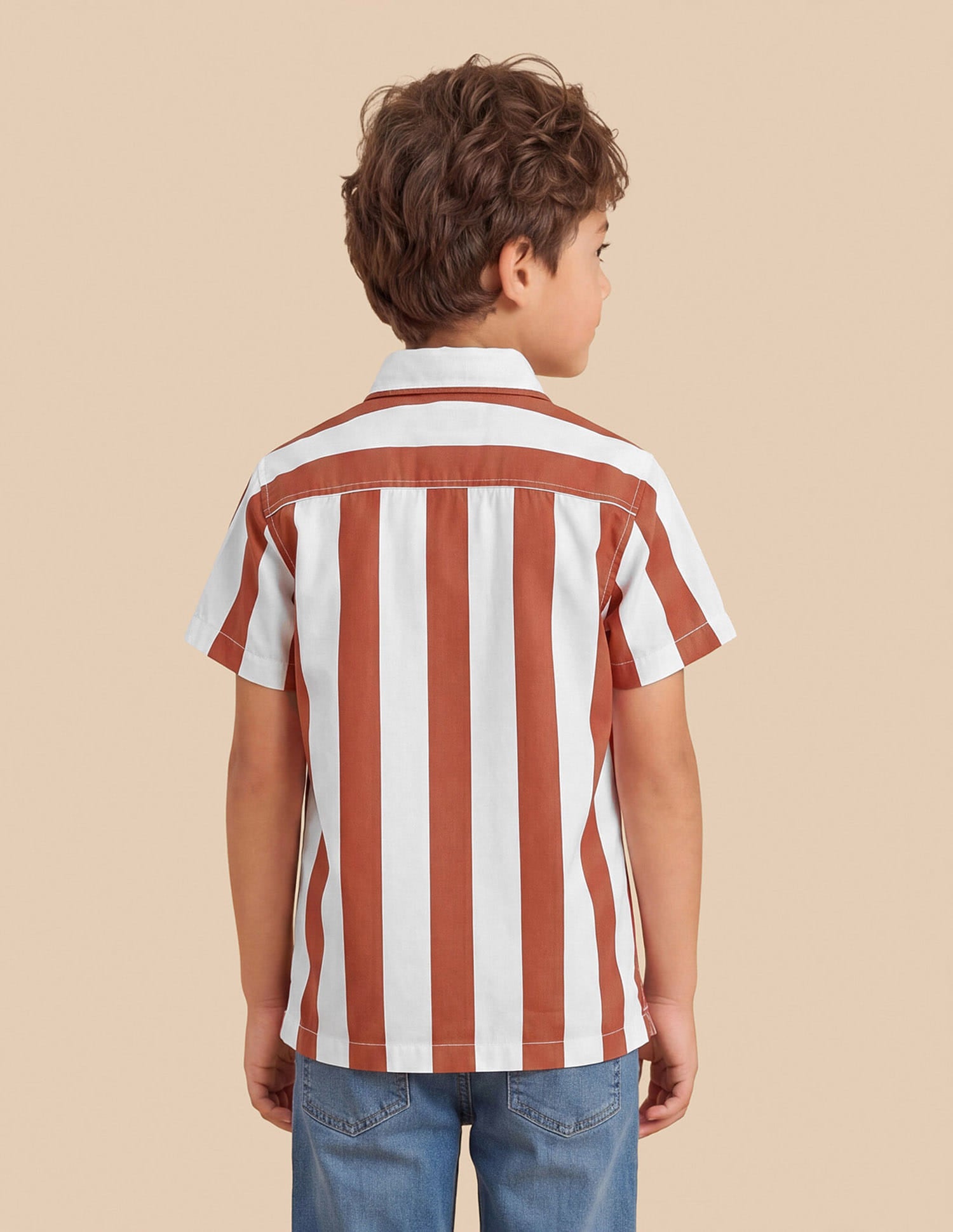 Vertical Striped Regular Fit Shirt Rust - U.S. Polo Assn. India | Large