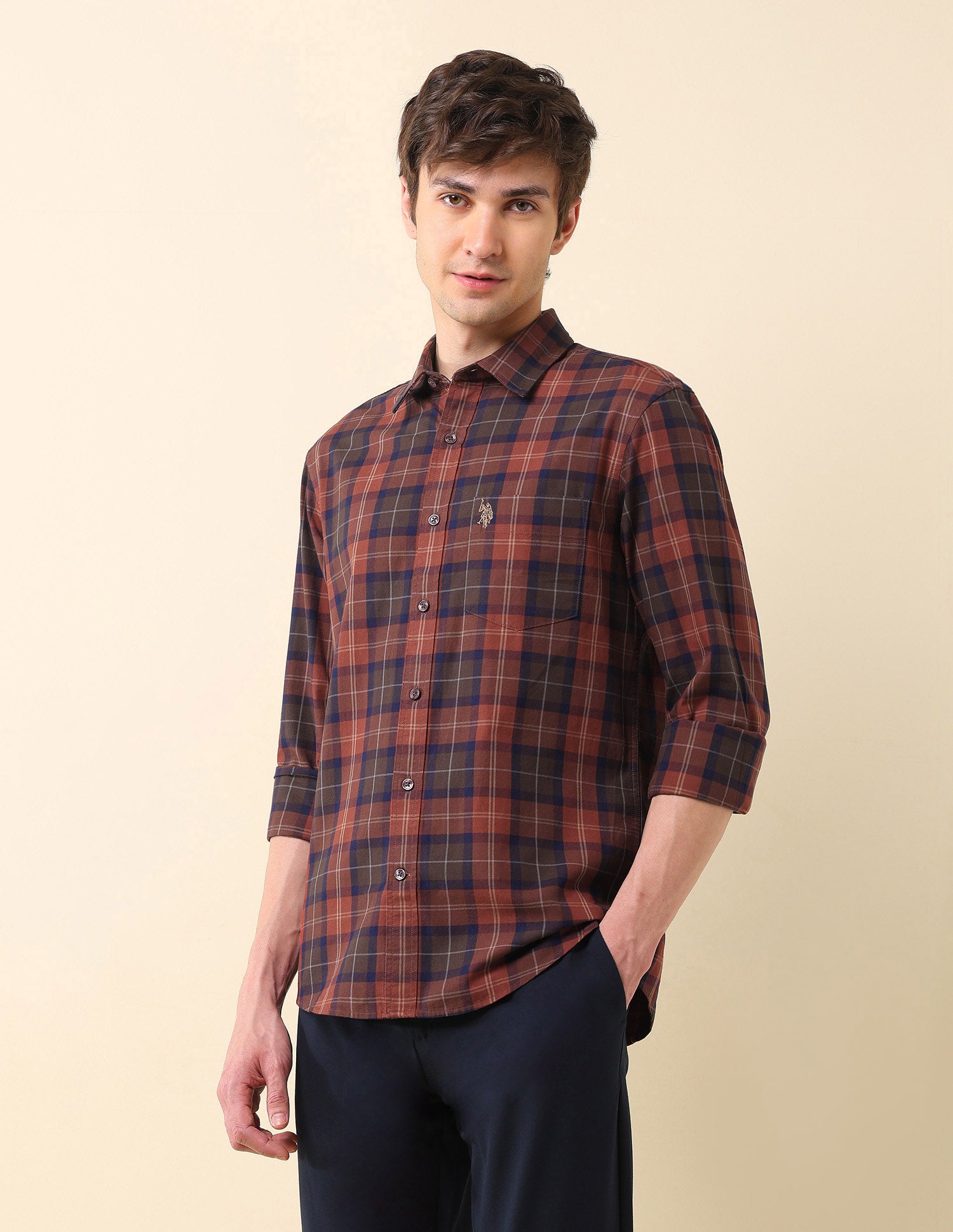 Tartan Checked Oxford Shirt Rust - U.S. Polo Assn. India | Large