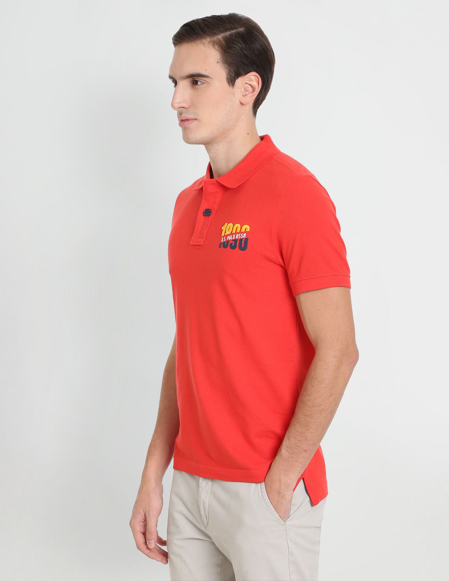 Solid Cotton Pique Polo Shirt Red - U.S. POLO ASSN. | Large