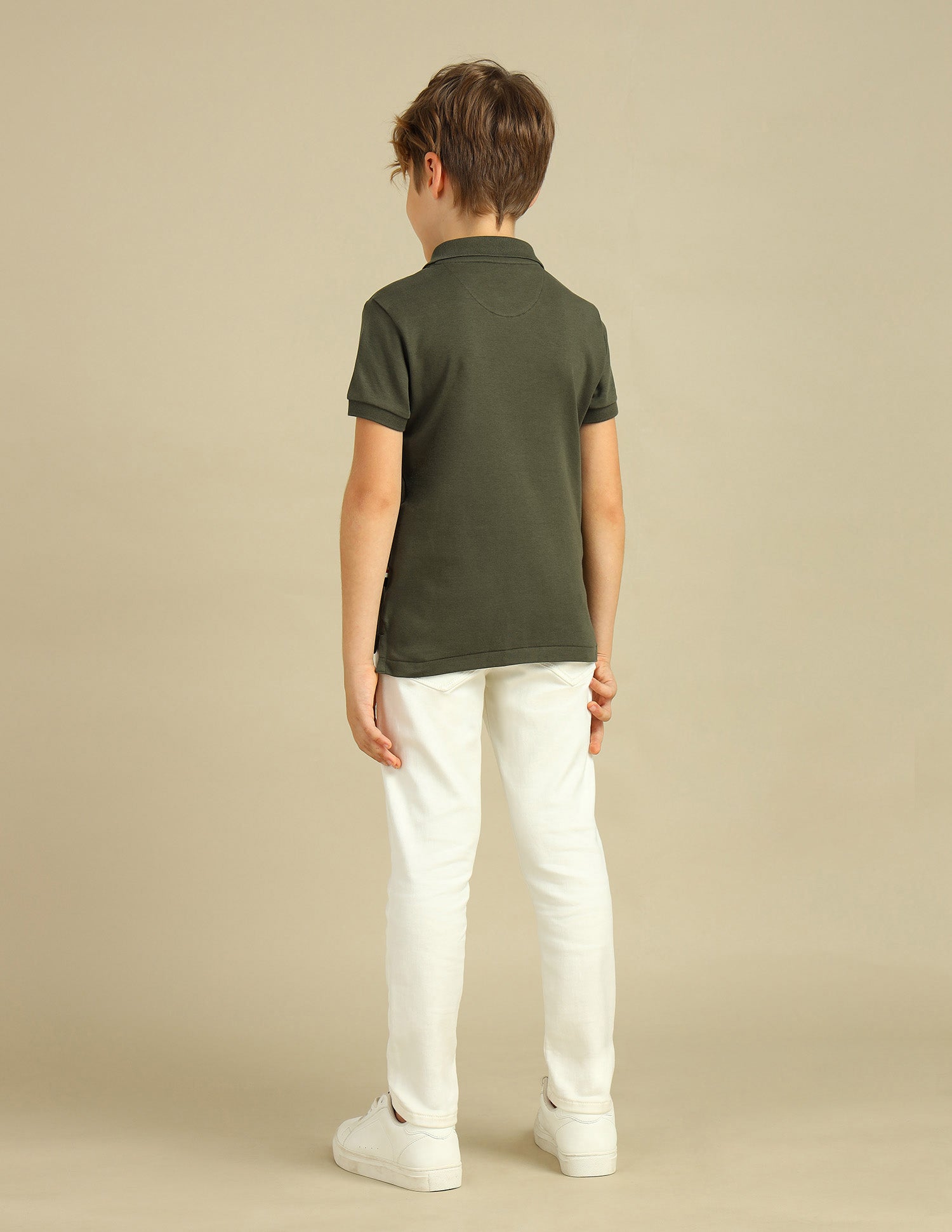 Boys Brand Printed Regular Fit Polo Shirt Olive - U.S. POLO ASSN. | Large