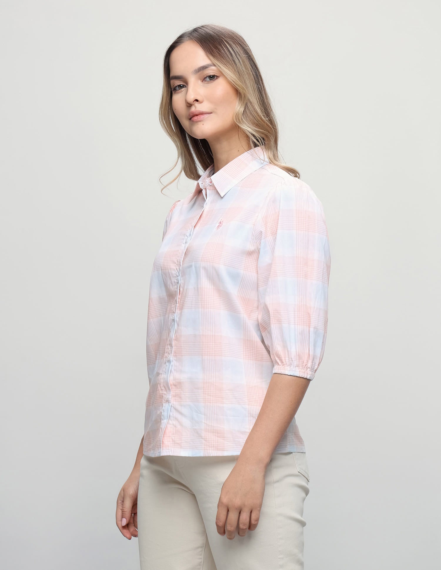Plaid Checked Boyfriend Fit Shirt Orange - U.S. Polo Assn. India | Large
