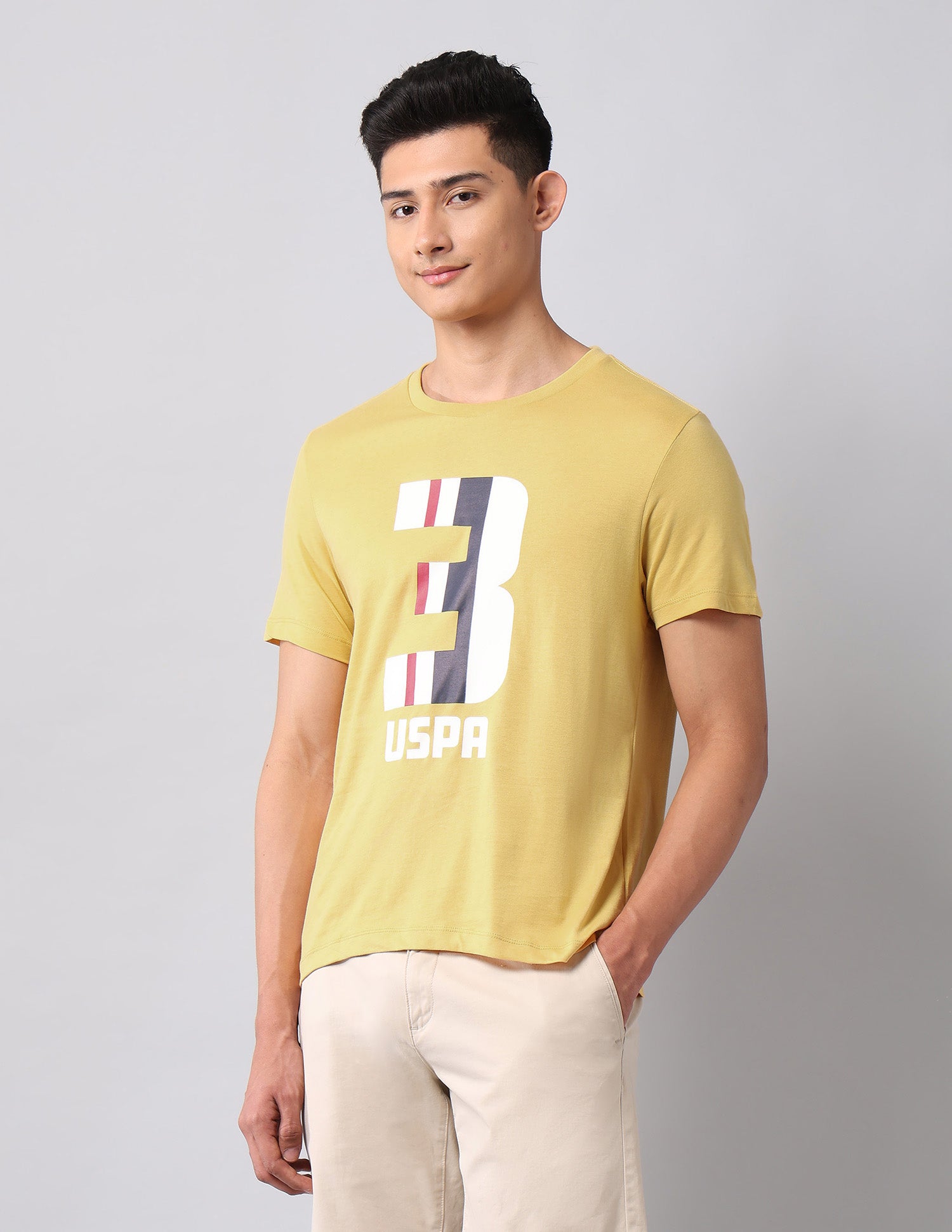 Brand Printed Muscle Fit T-Shirt Yellow - U.S. POLO ASSN. | Large