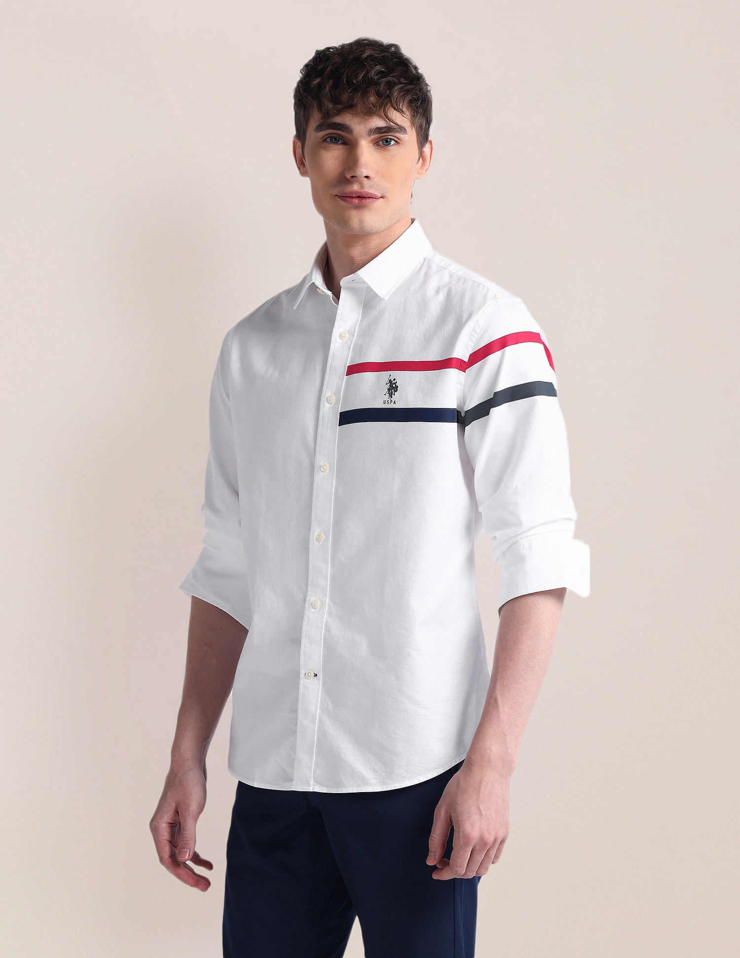 Long Sleeve Solid Brand Shirt White - U.S. POLO ASSN. | Large