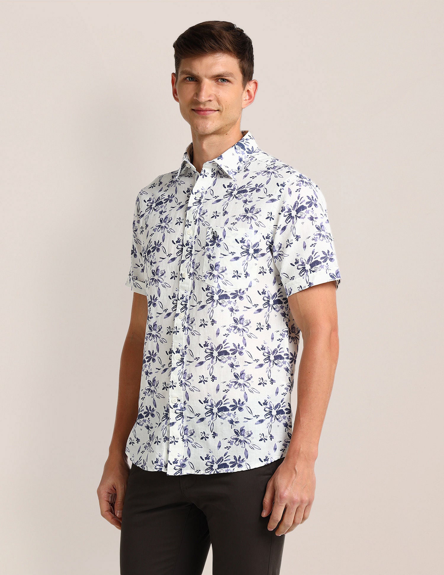Tailored Fit Floral Shirt White - U.S. Polo Assn. India | Large