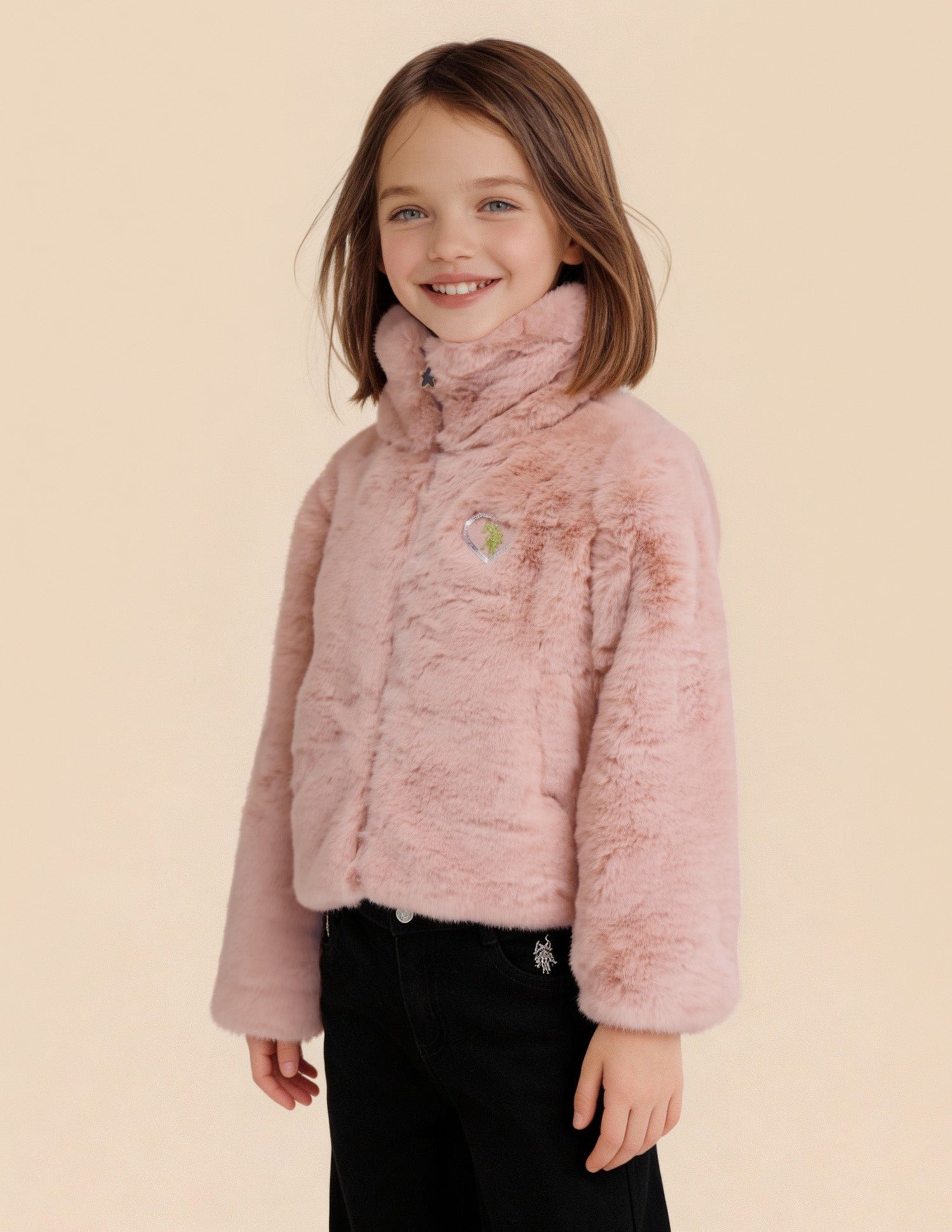 Girls Solid Comfort Fit Jacket Pink - U.S. Polo Assn. India | Large