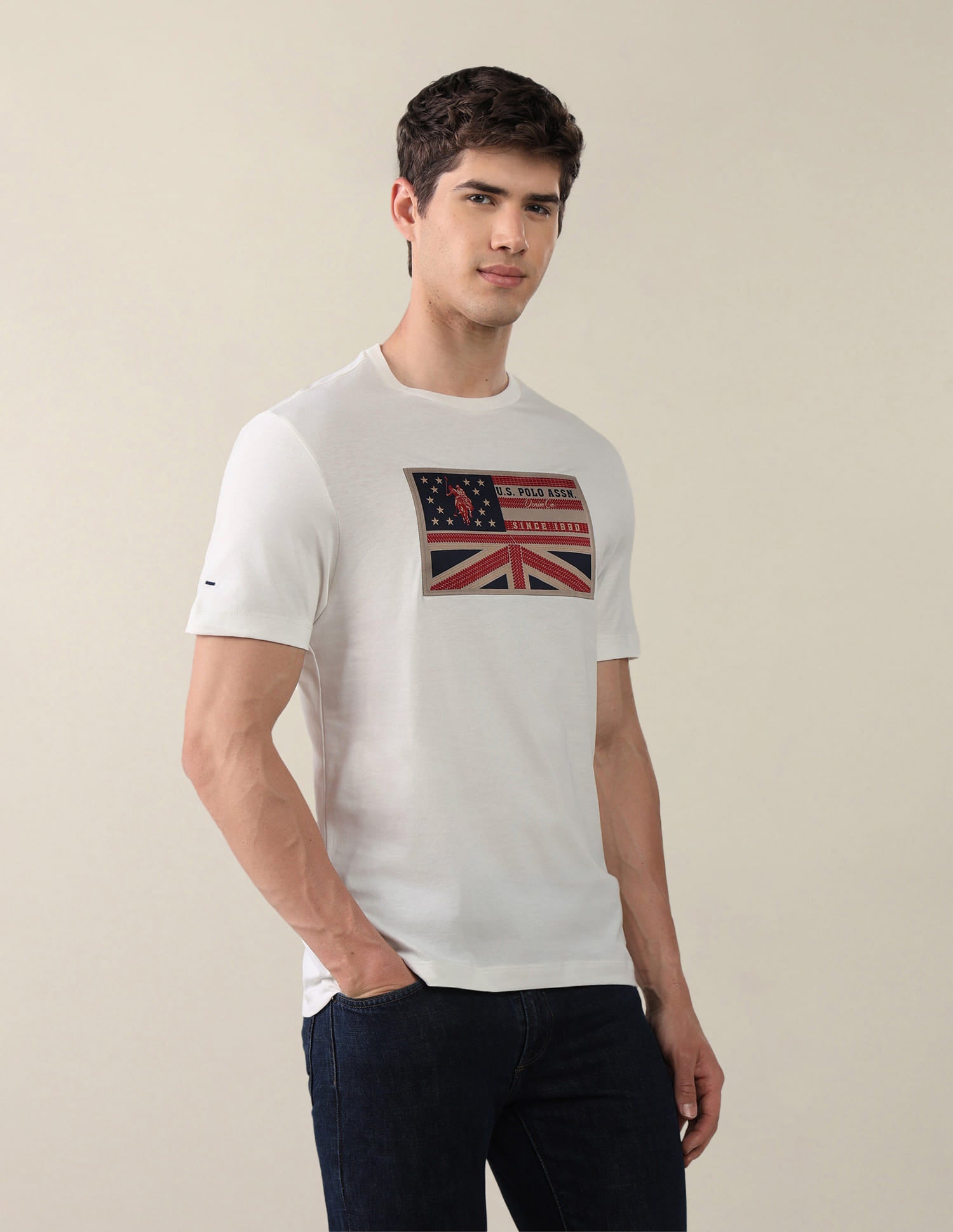Graphic Printed Slim Fit T-Shirt White - U.S. Polo Assn. India | Large