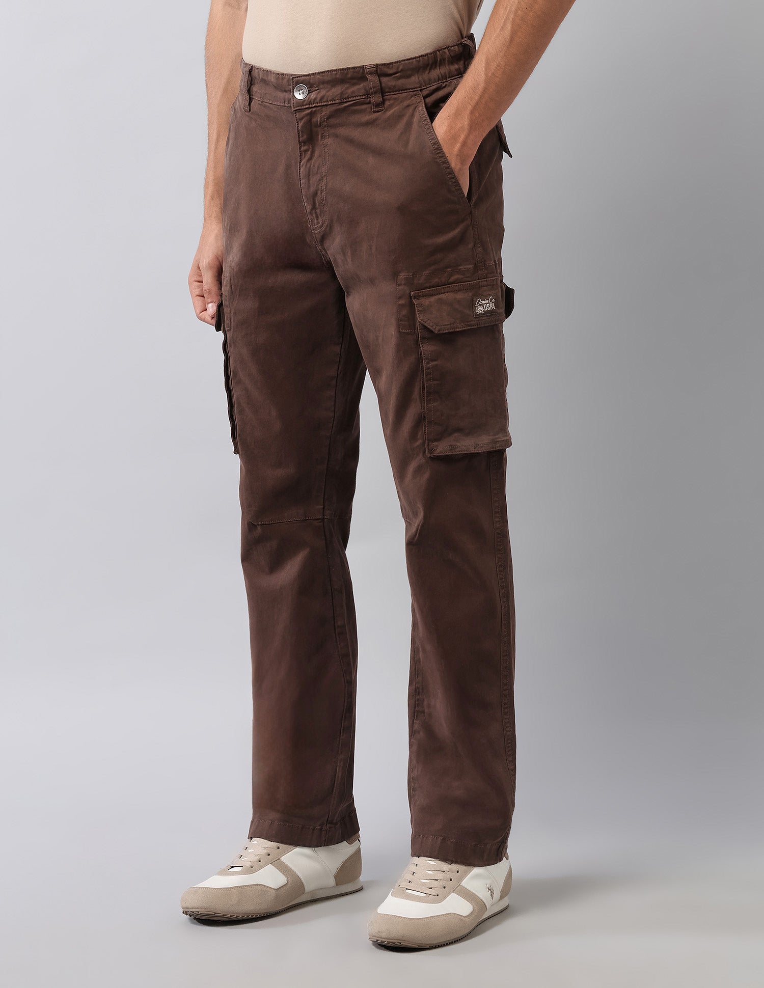 Straight Fit Solid Cargos Choco Brown - U.S. Polo Assn. India | Large