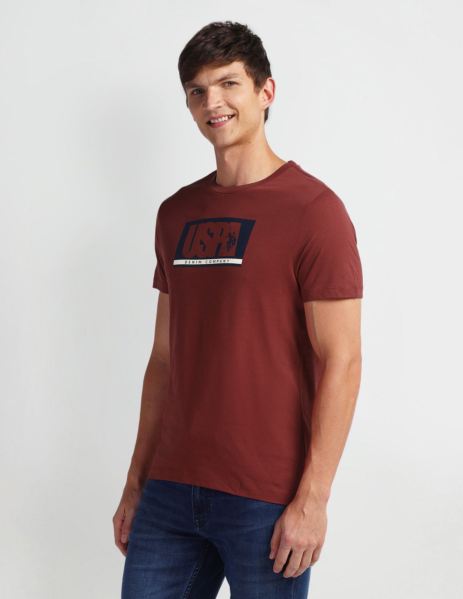 Brand Print Crew Neck T-Shirt Red - U.S. Polo Assn. India | Large