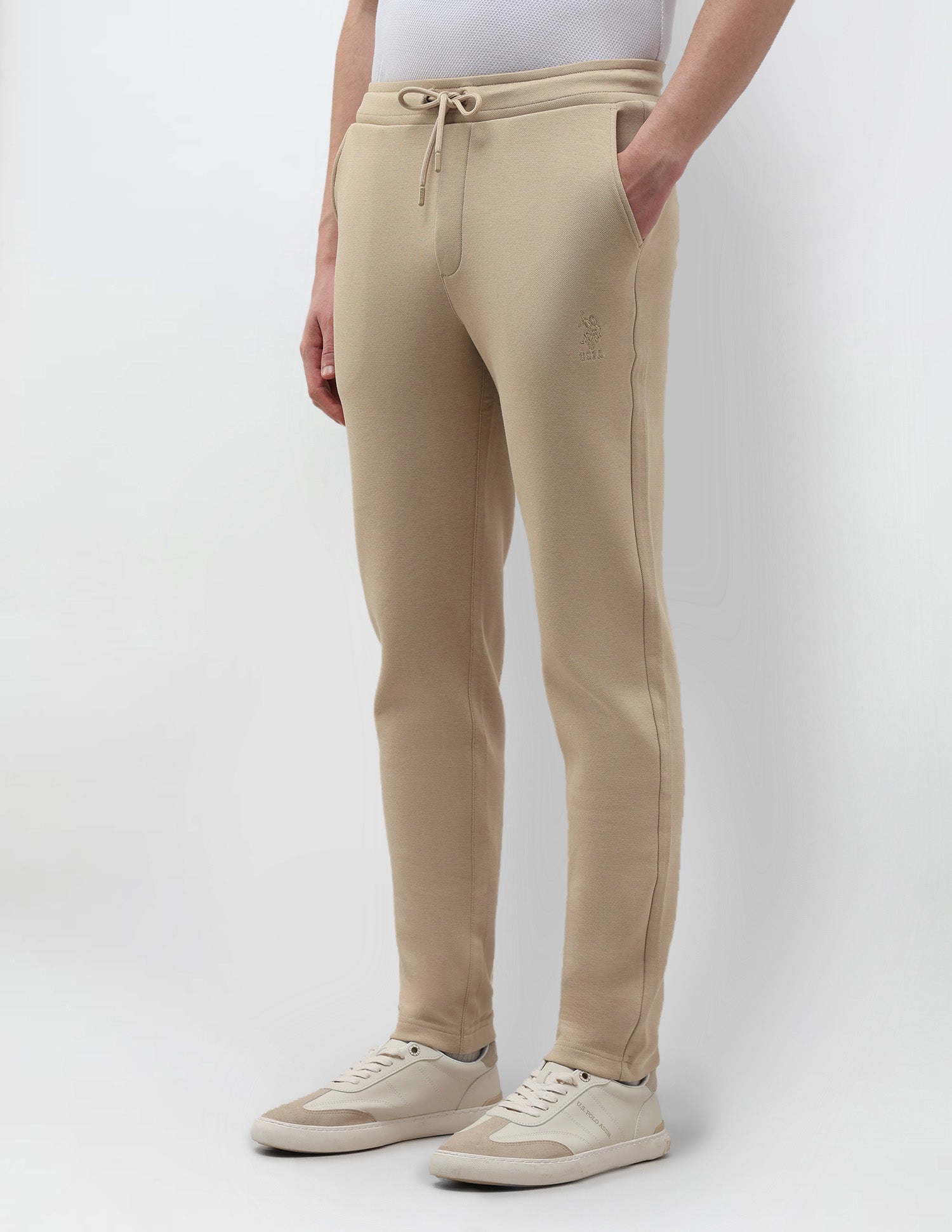 Mid Rise Solid Track Pants Light Brown - U.S. Polo Assn. India | Large