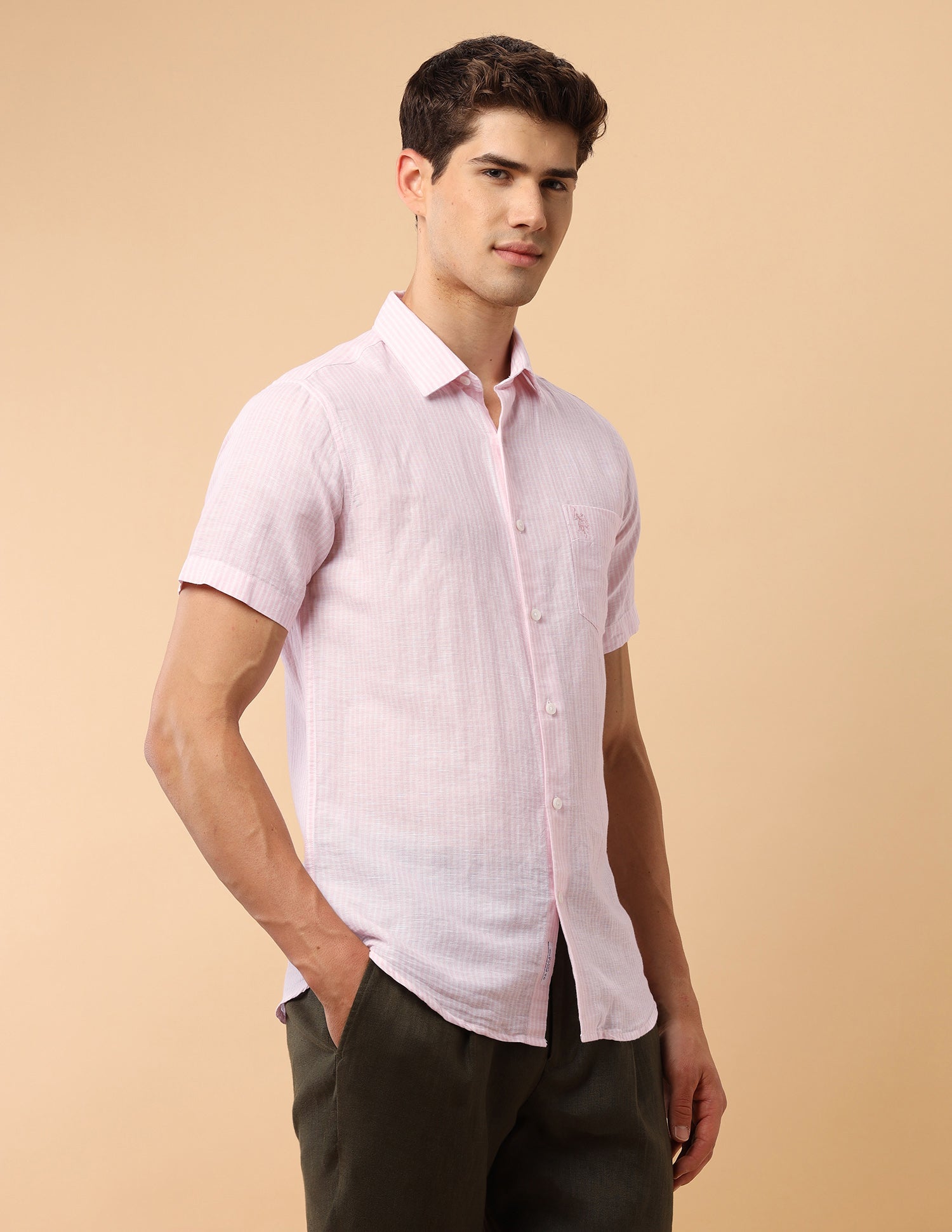 Pacho X Vertical Striped Regular Fit Shirt Pink - U.S. Polo Assn. India | Large