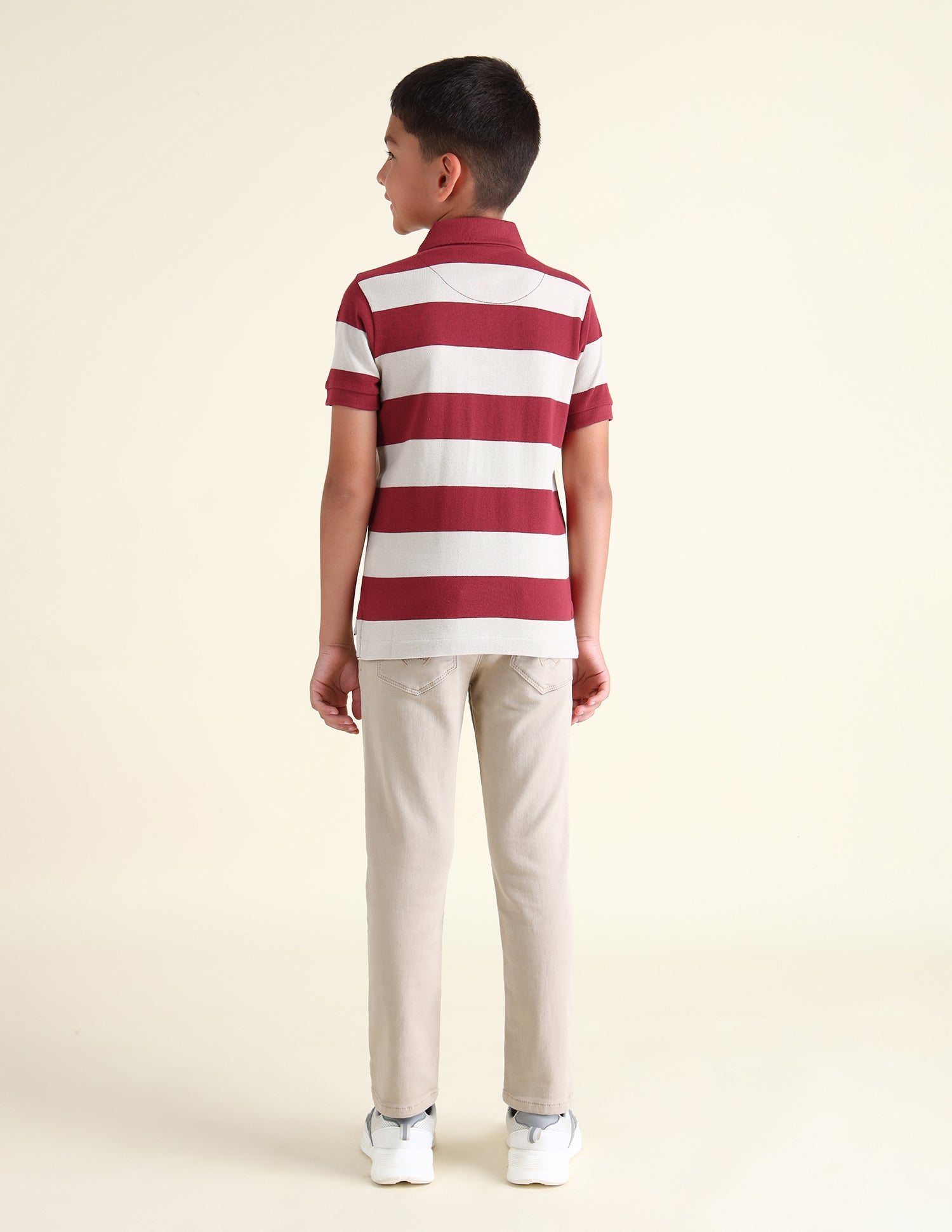 Boys Horizontal Striped Regular Fit Polo Shirts Maroon - U.S. POLO ASSN. | Large