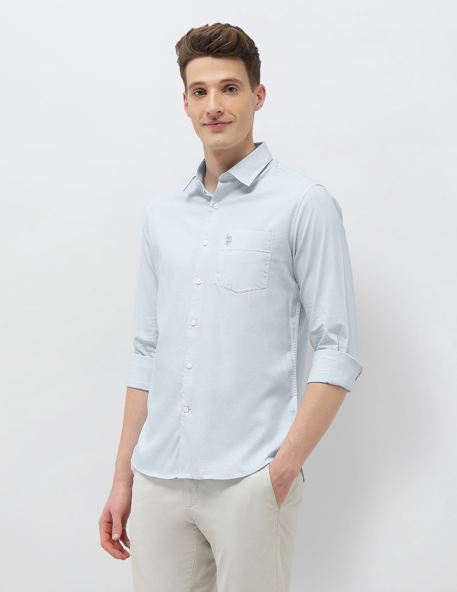 Casa De Campo Regular Fit Shirt Light Blue - U.S. Polo Assn. India | Large