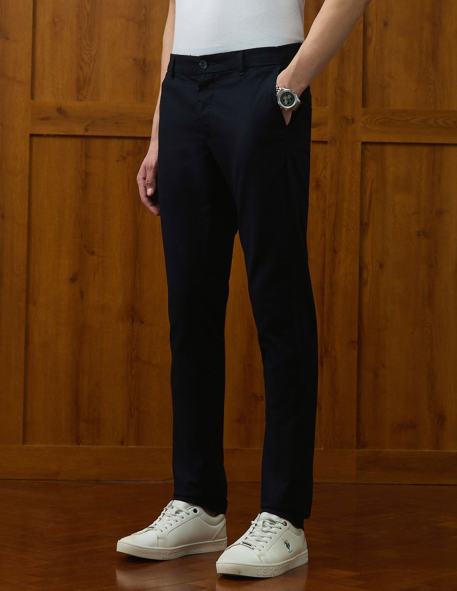 Denver Slim Fit Varsity Theatre Trousers Navy - U.S. POLO ASSN. | Large