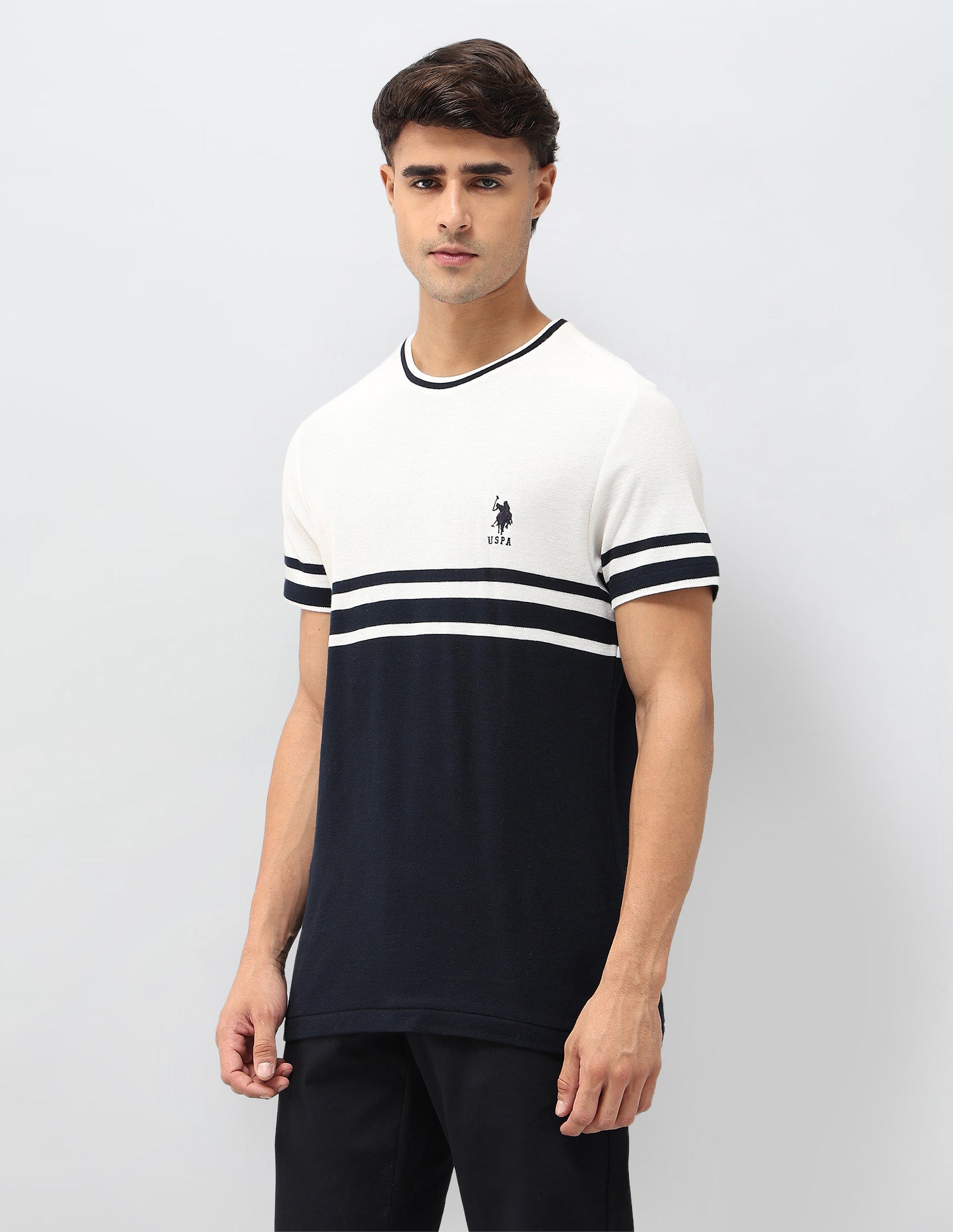 Horizontal Striped Slim Fit T-Shirt Off White - U.S. POLO ASSN. | Large