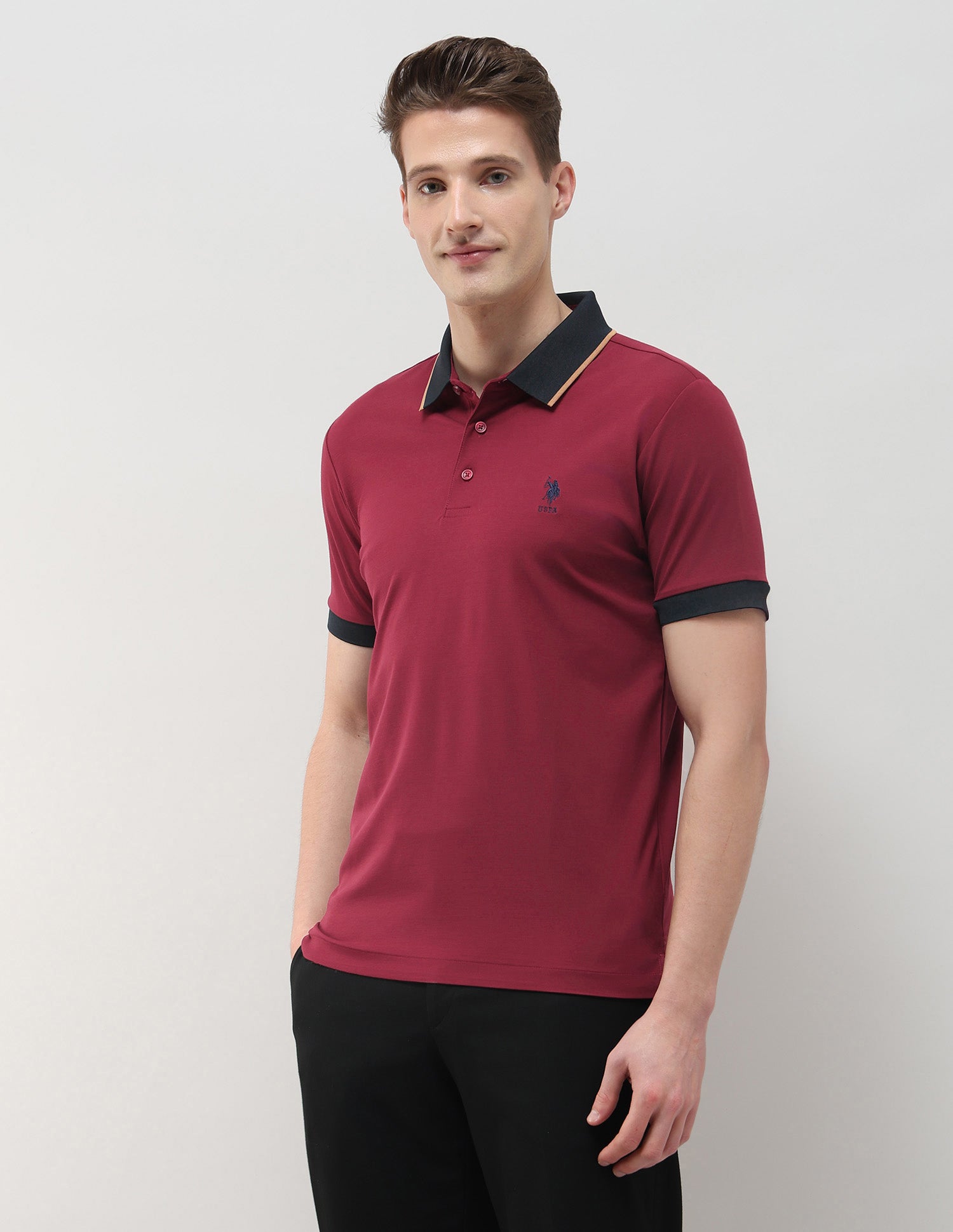 Solid Slim Fit Polo Shirt Maroon - U.S. Polo Assn. India | Large