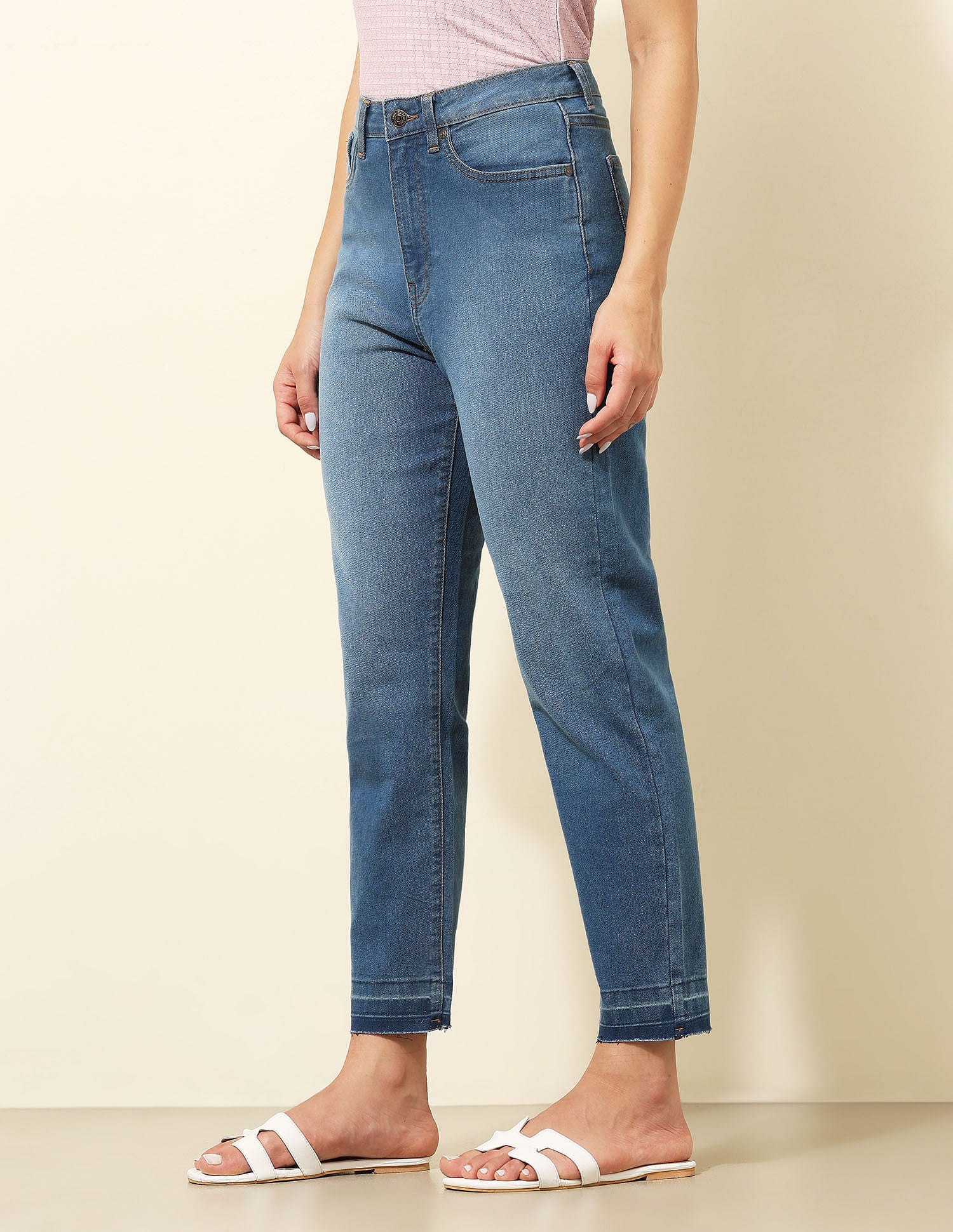 High Rise Mom Fit Jeans Blue - U.S. POLO ASSN. | Large